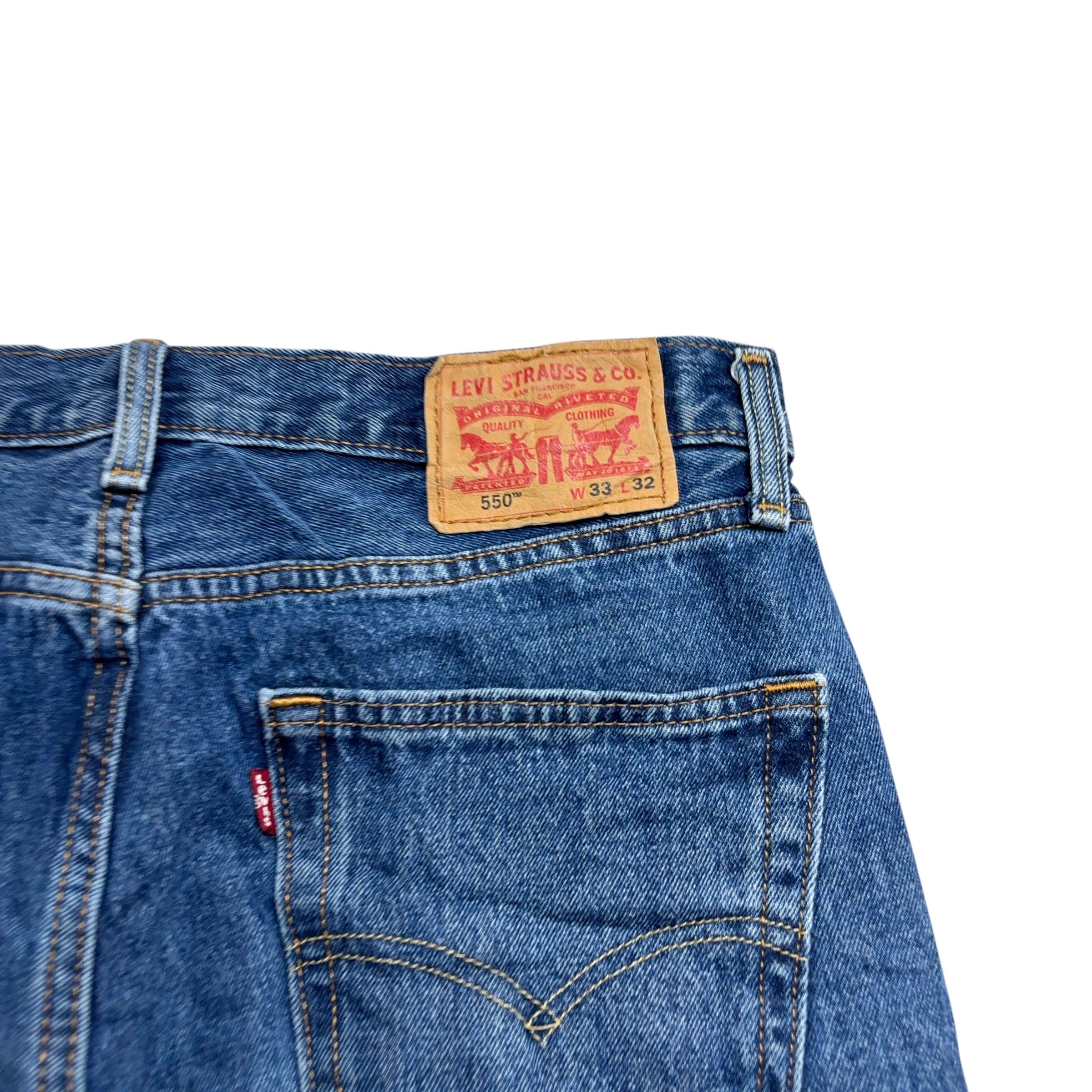 Levis 550 Jeans W33 L32 Mens Mid Blue Relaxed Straight Fit Denim (E)