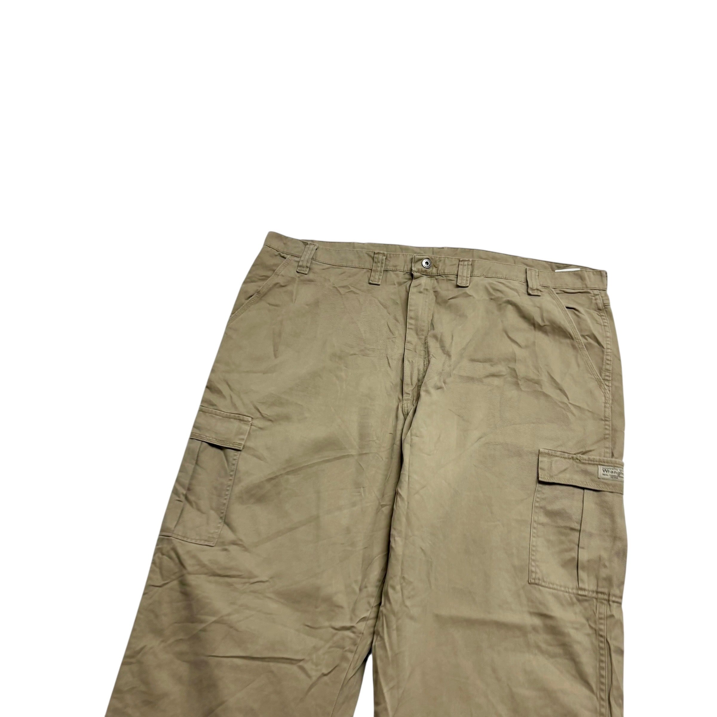 Wrangler Cargo Pants W46 L30 Mens Beige Baggy Relaxed Straight Fit (E)