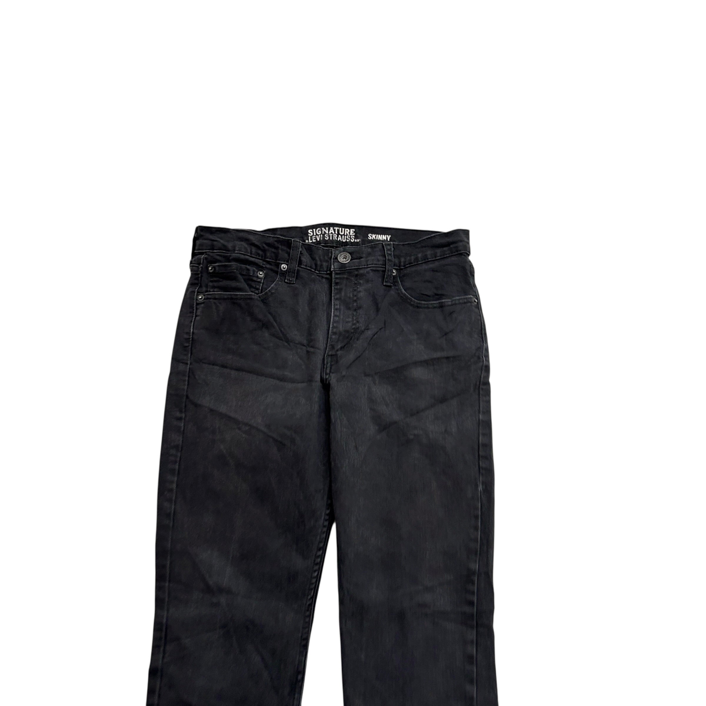 Levis Signature Jeans W33 L29 Mens Black Skinny Fit Stretch Denim