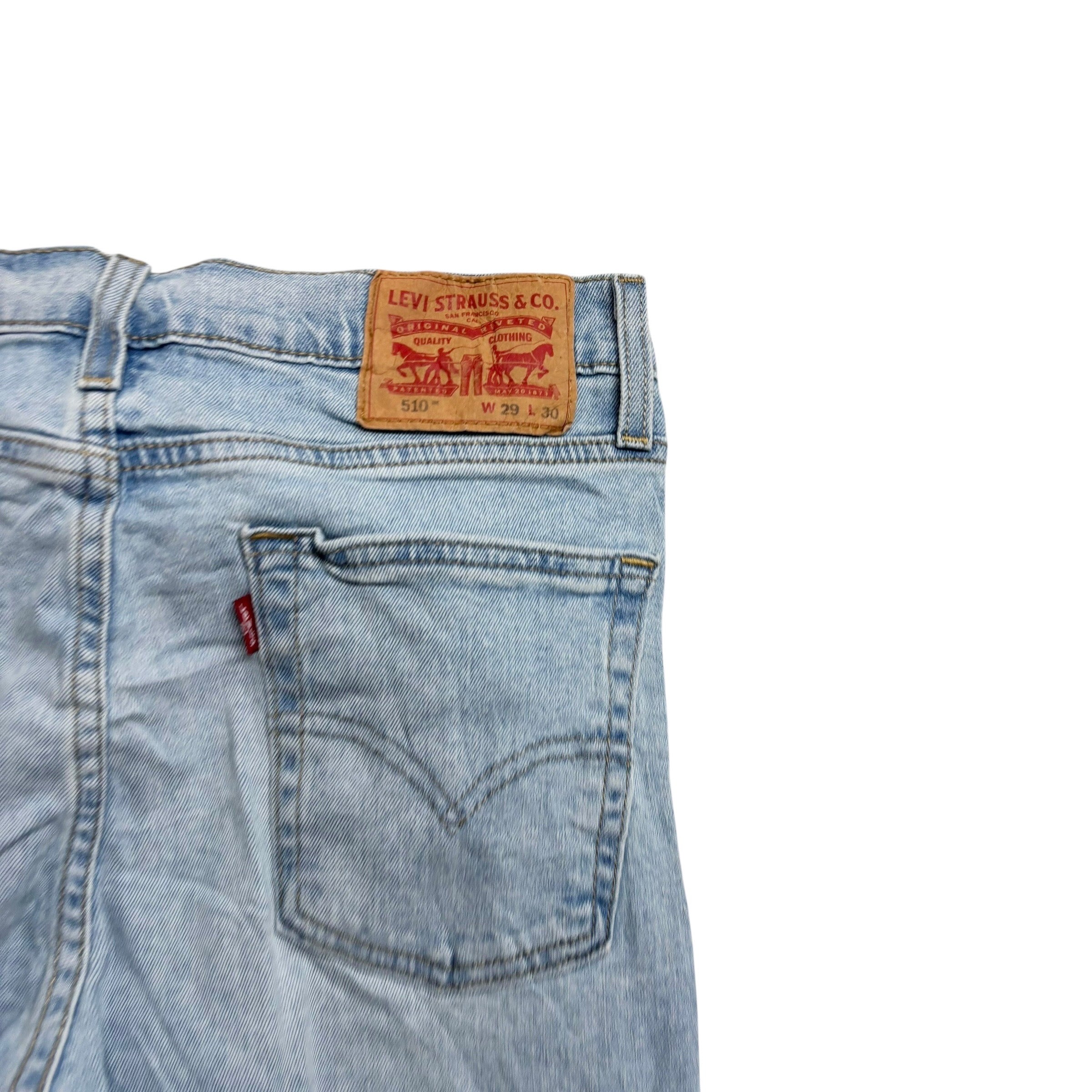 Levis 510 Jeans W29 L30 Mens Light Blue Skinny Fit Stretch Denim (E)