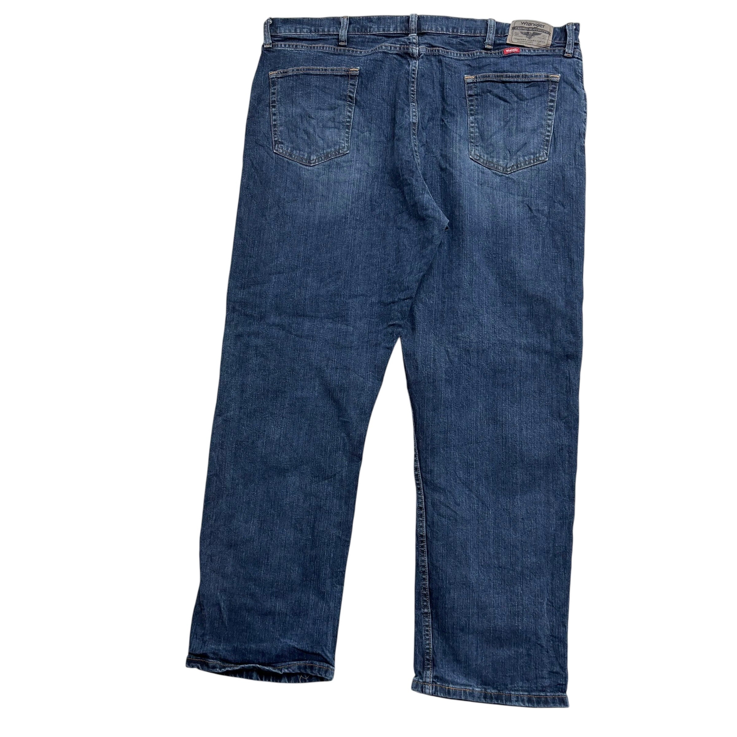 Wrangler Jeans W42 L30 Mens Dark Blue Relaxed Straight Fit Stretch Denim (E)