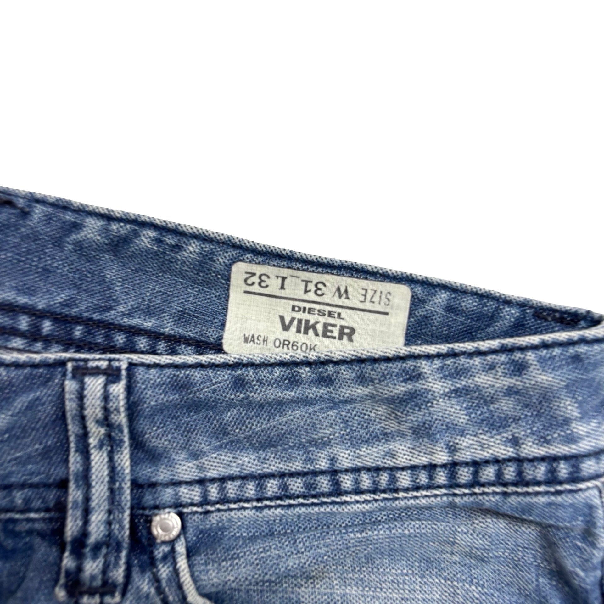 Diesel Viker Jeans W32 L33 Mens Blue Regular Straight Fit Denim (F)