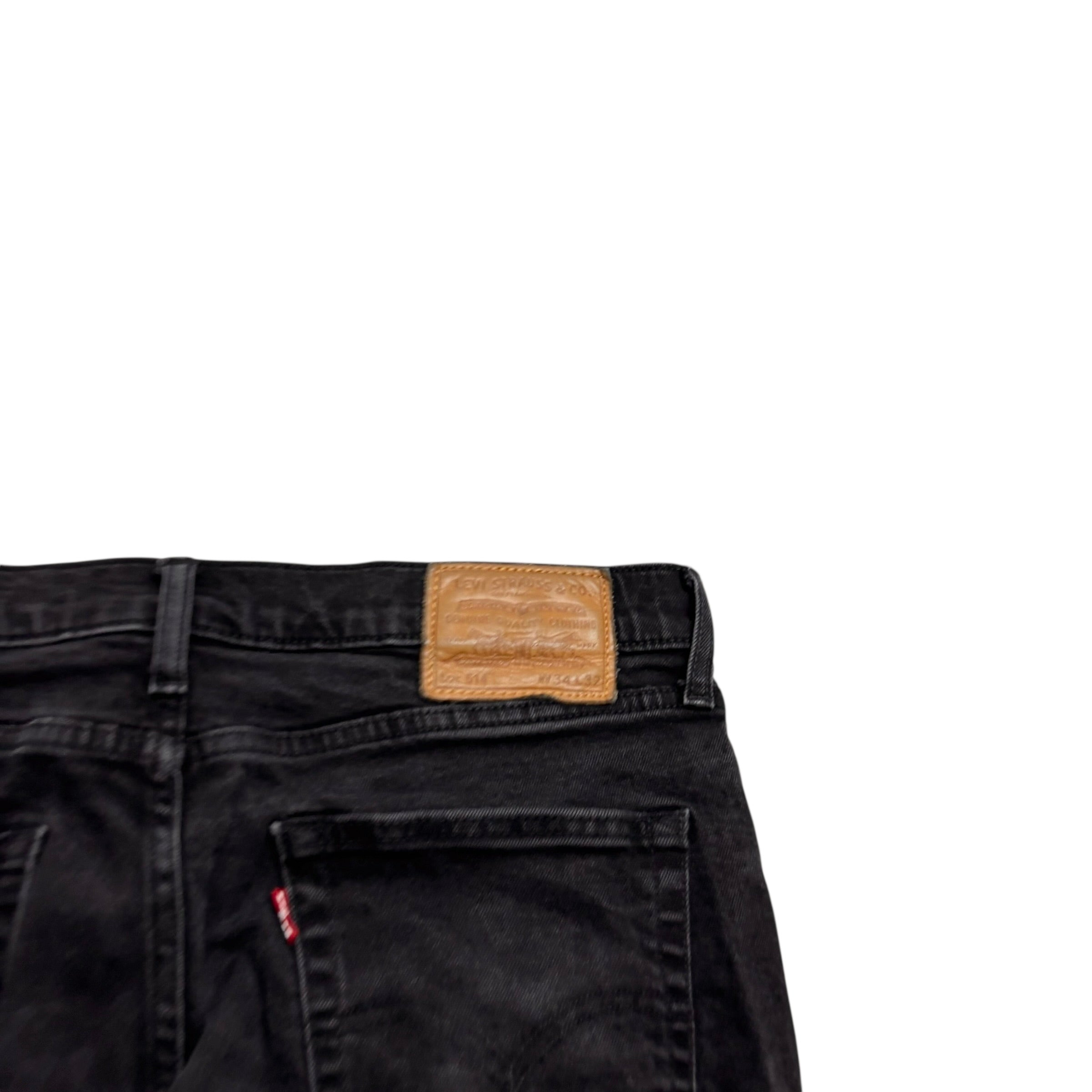 Levis 514 Jeans W34 L31 Mens Black Regular Straight Stretch Premium Denim (E)