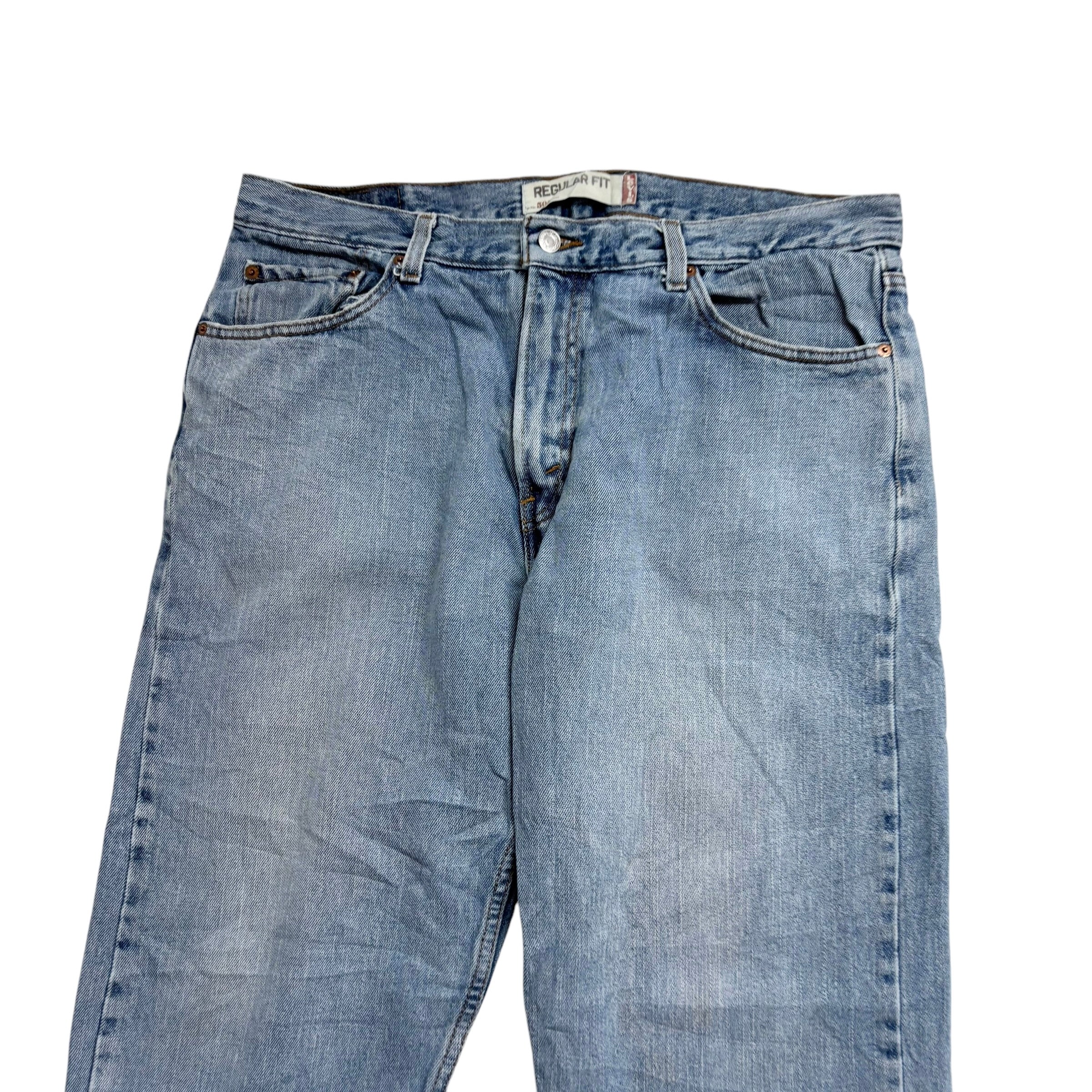 Levis 505 Jeans W36 L30 Mens Light Blue Regular Straight Fit Vintage Denim (E)