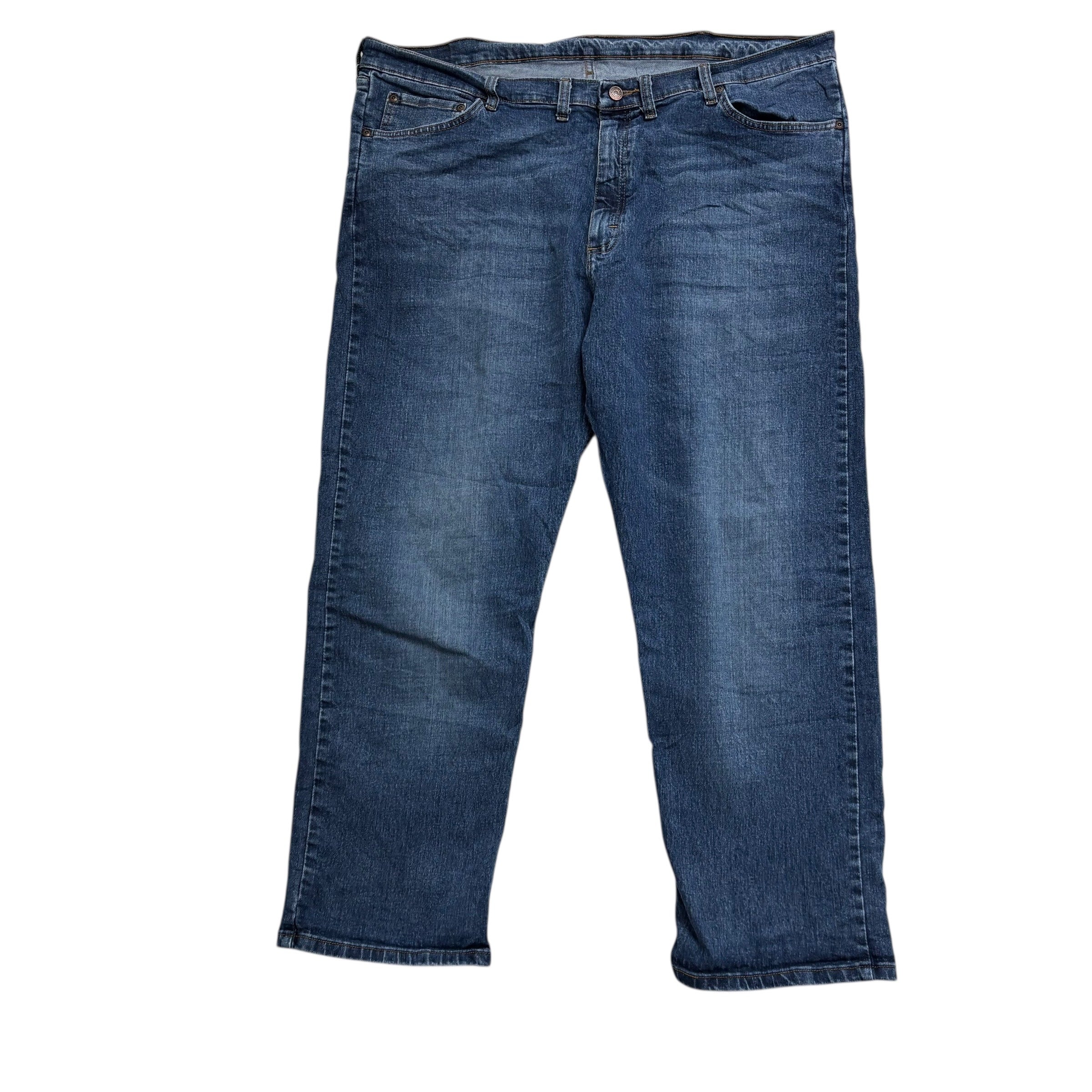 Wrangler Jeans W44 L29 Mens Mid Blue Relaxed Straight Fit Stretch Denim (E)