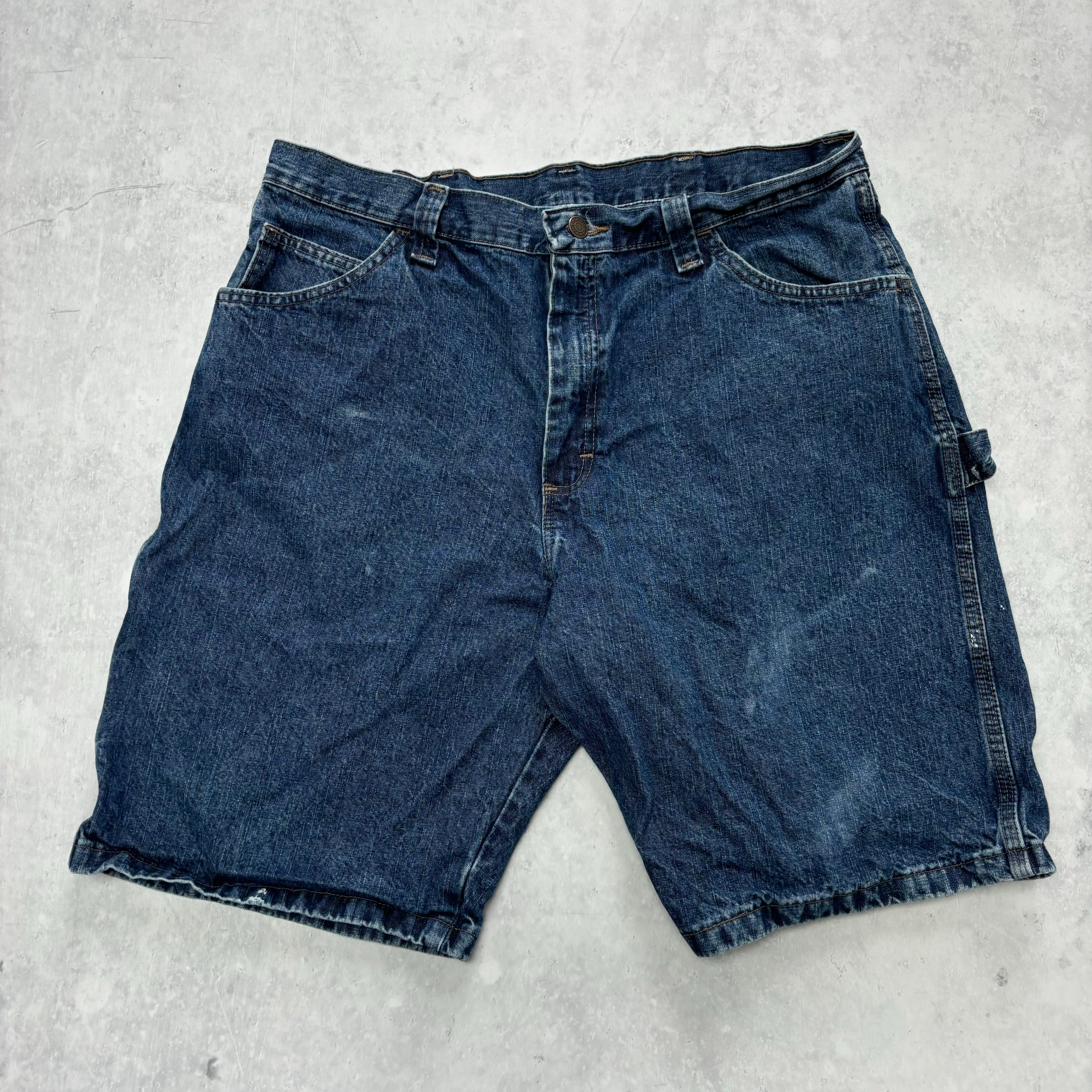 Vintage Wrangler Jorts W36 Mens Denim Shorts Mid Blue Baggy Relaxed Carpenter