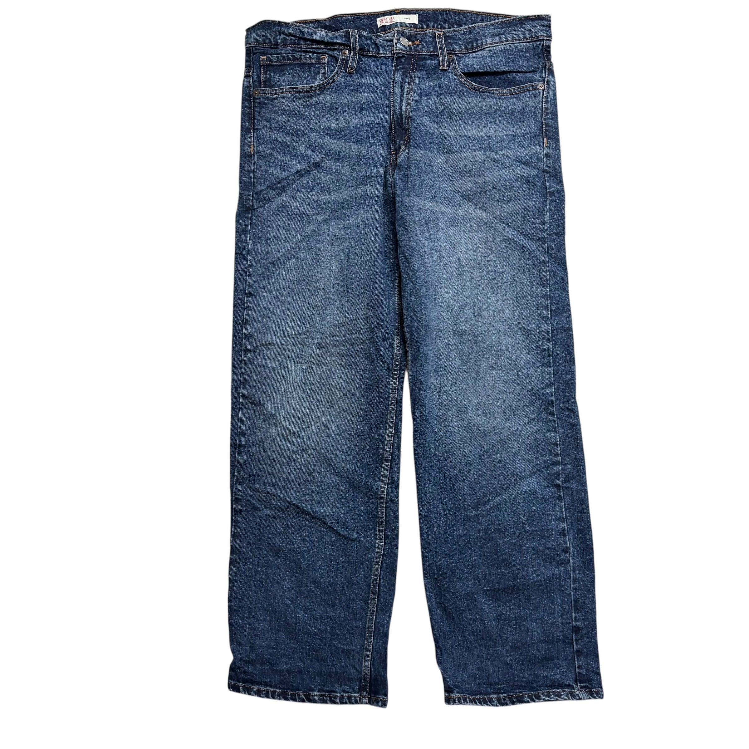 Levis Signature Jeans W36 L30 Mens Dark Blue Relaxed Baggy Fit Stretch Denim (E)