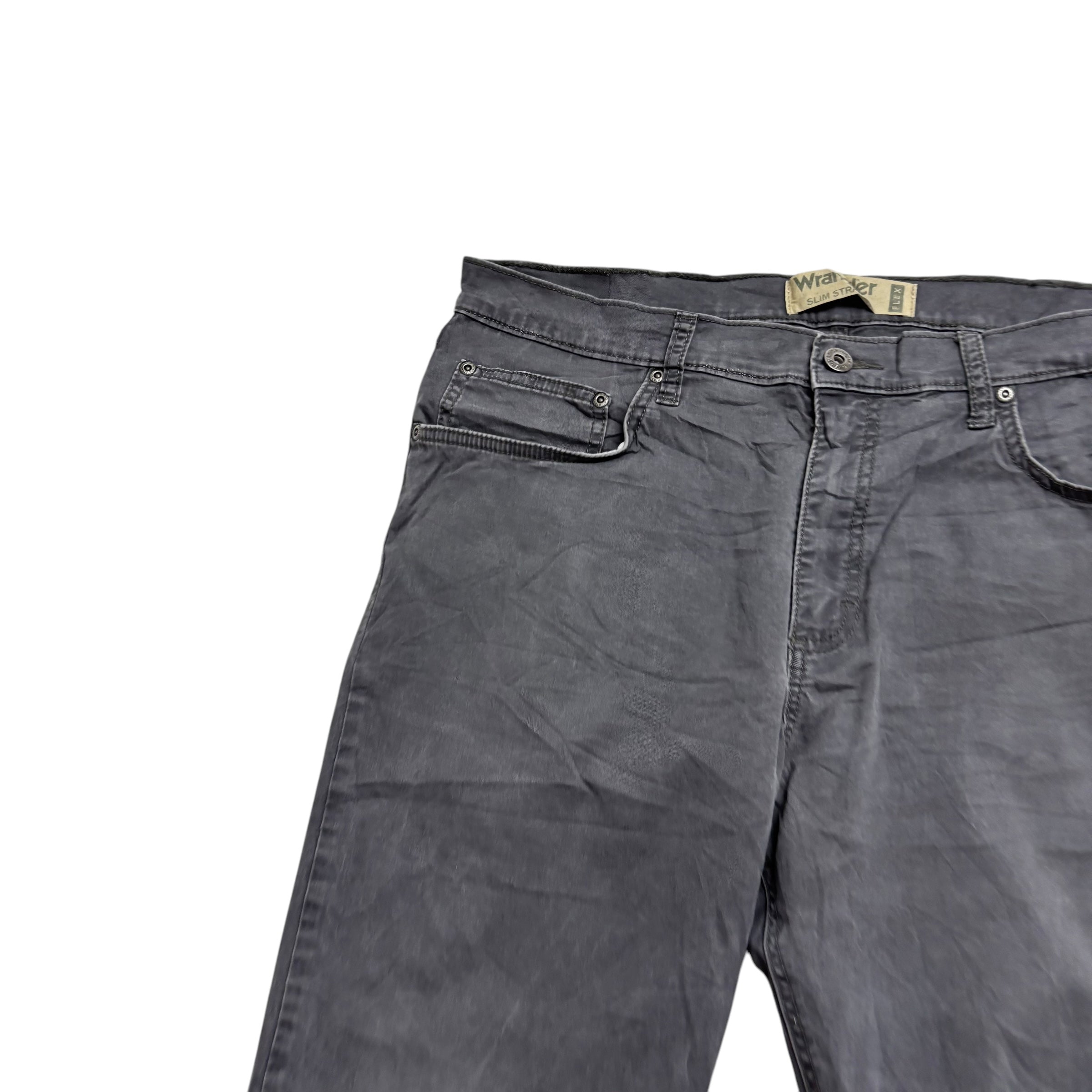 Wrangler Trousers W36 L30 Mens Grey Slim Straight Fit Stretch Cotton Pants
