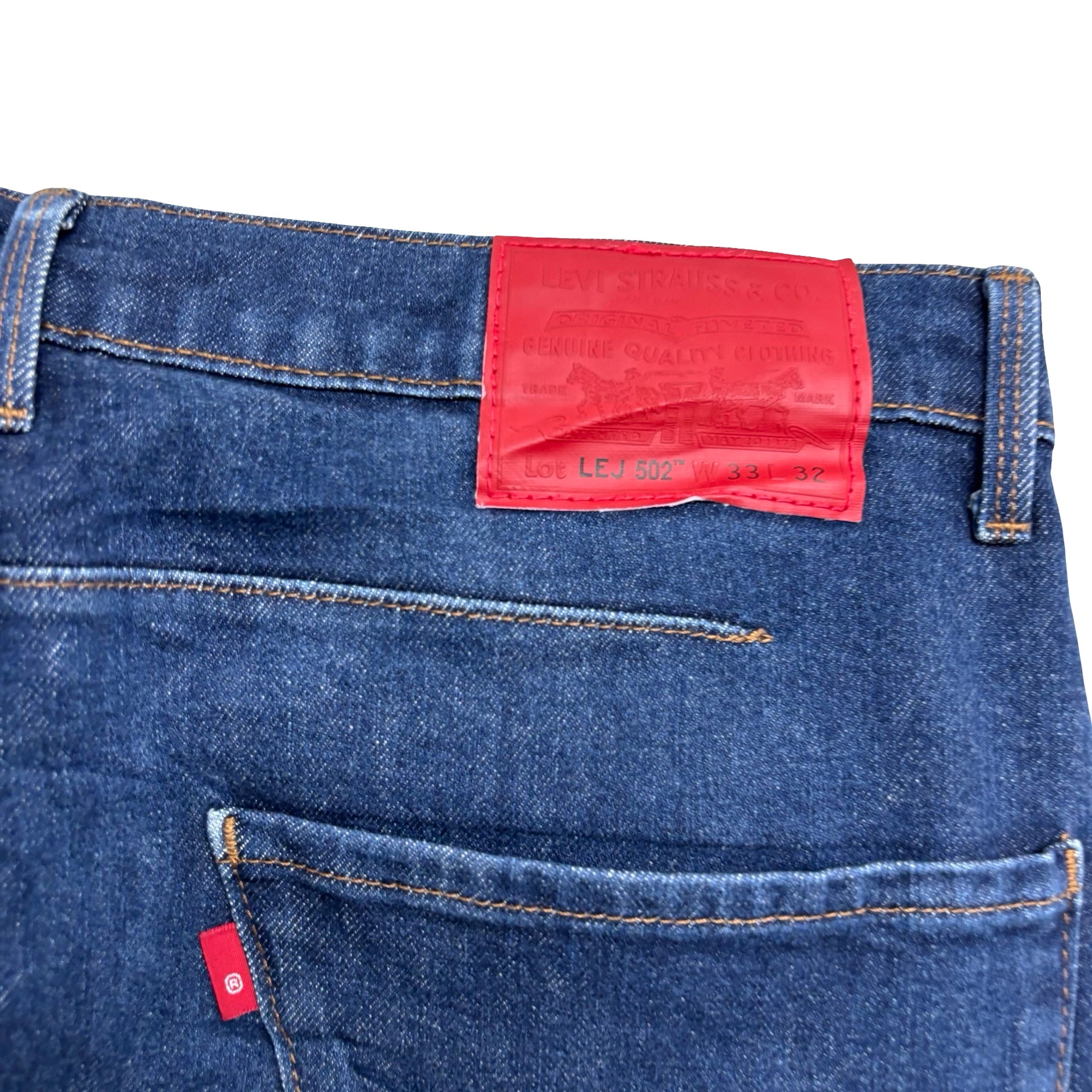 Levis 502 Engineered Jeans W33 L30 Mens Dark Blue Twisted Tapered Stretch (E)