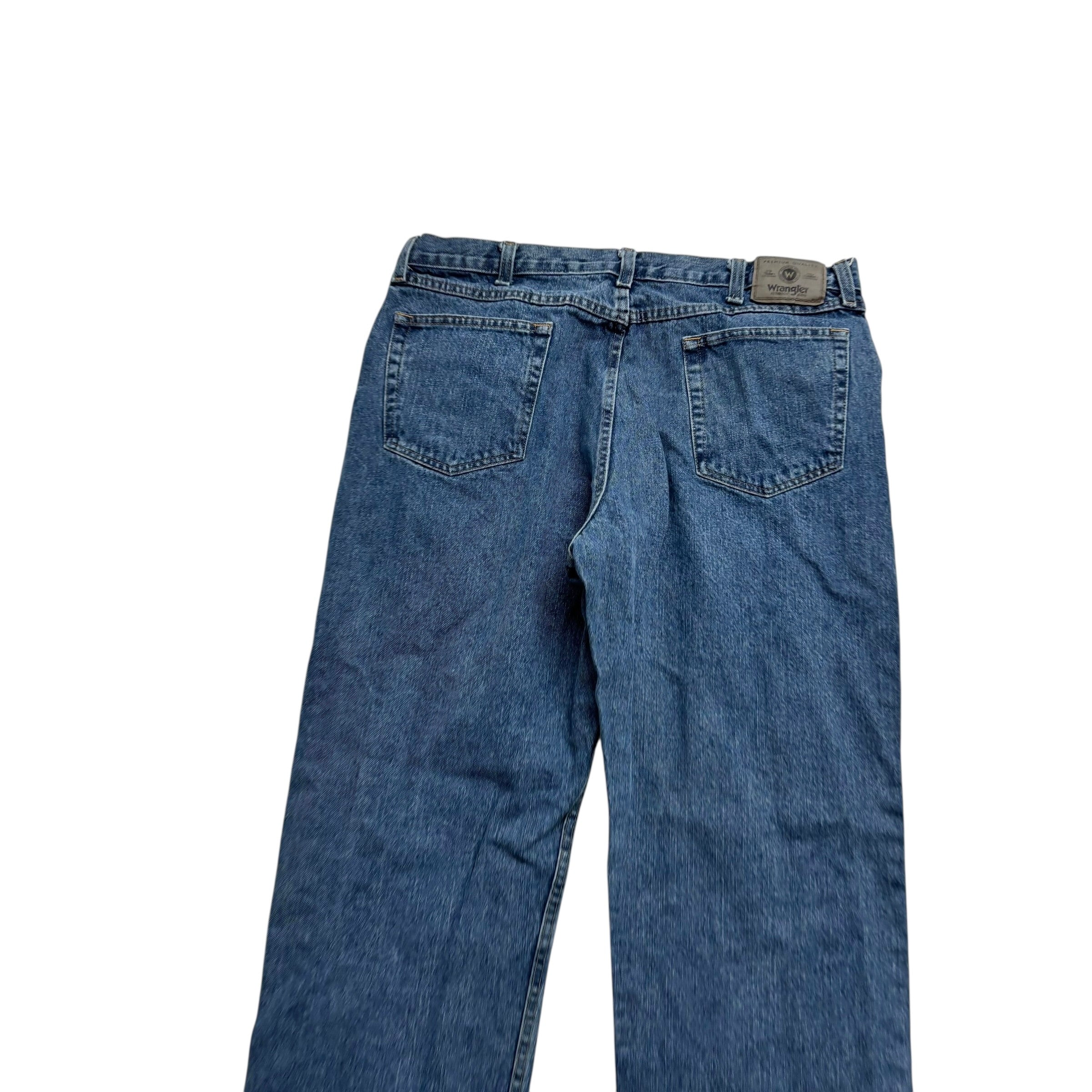 Wrangler Jeans W38 L32 Mens Mid Blue Relaxed Straight Fit Denim (E)