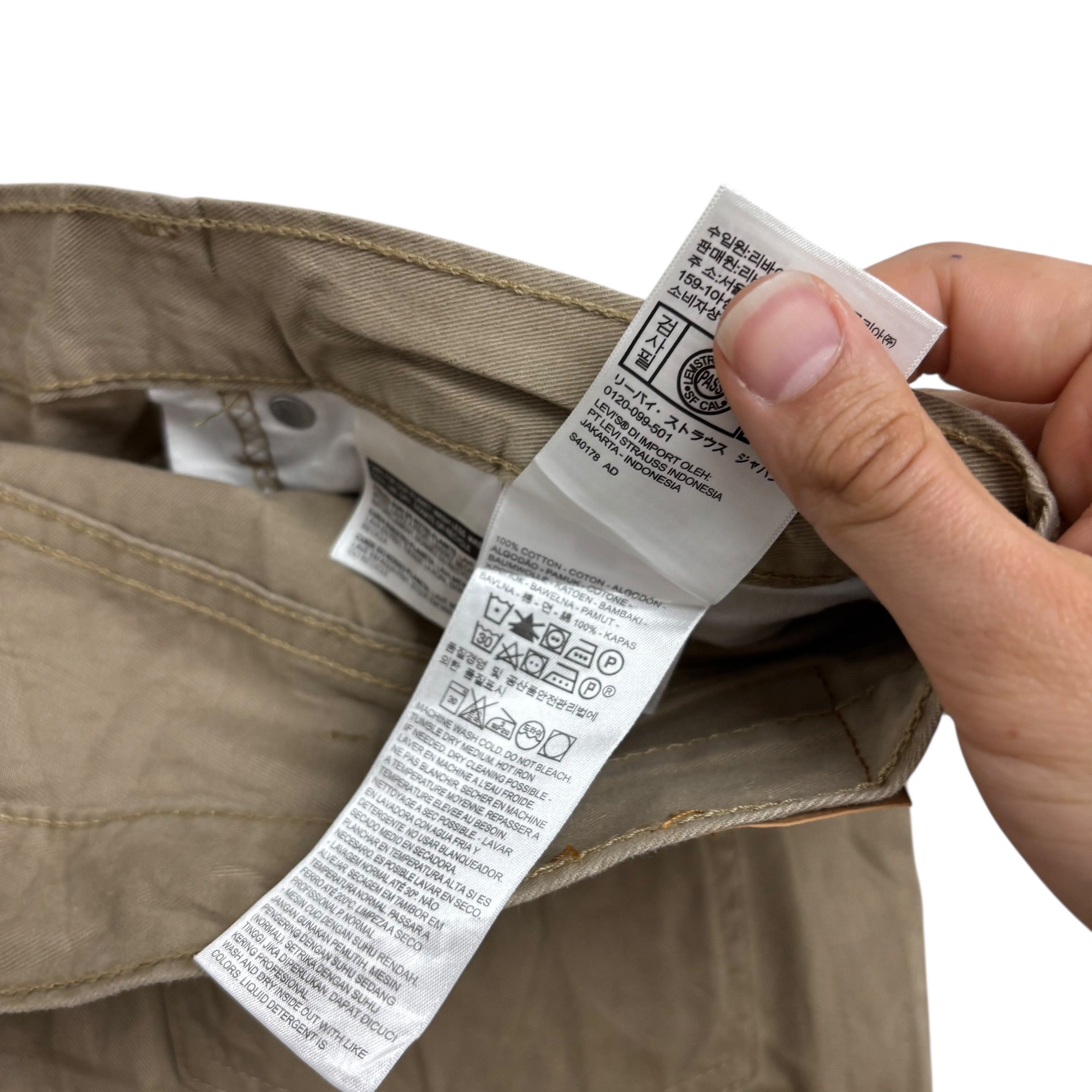 Levis 505 Trousers W38 L30 Mens Beige Regular Straight Fit Cotton Pants (E)