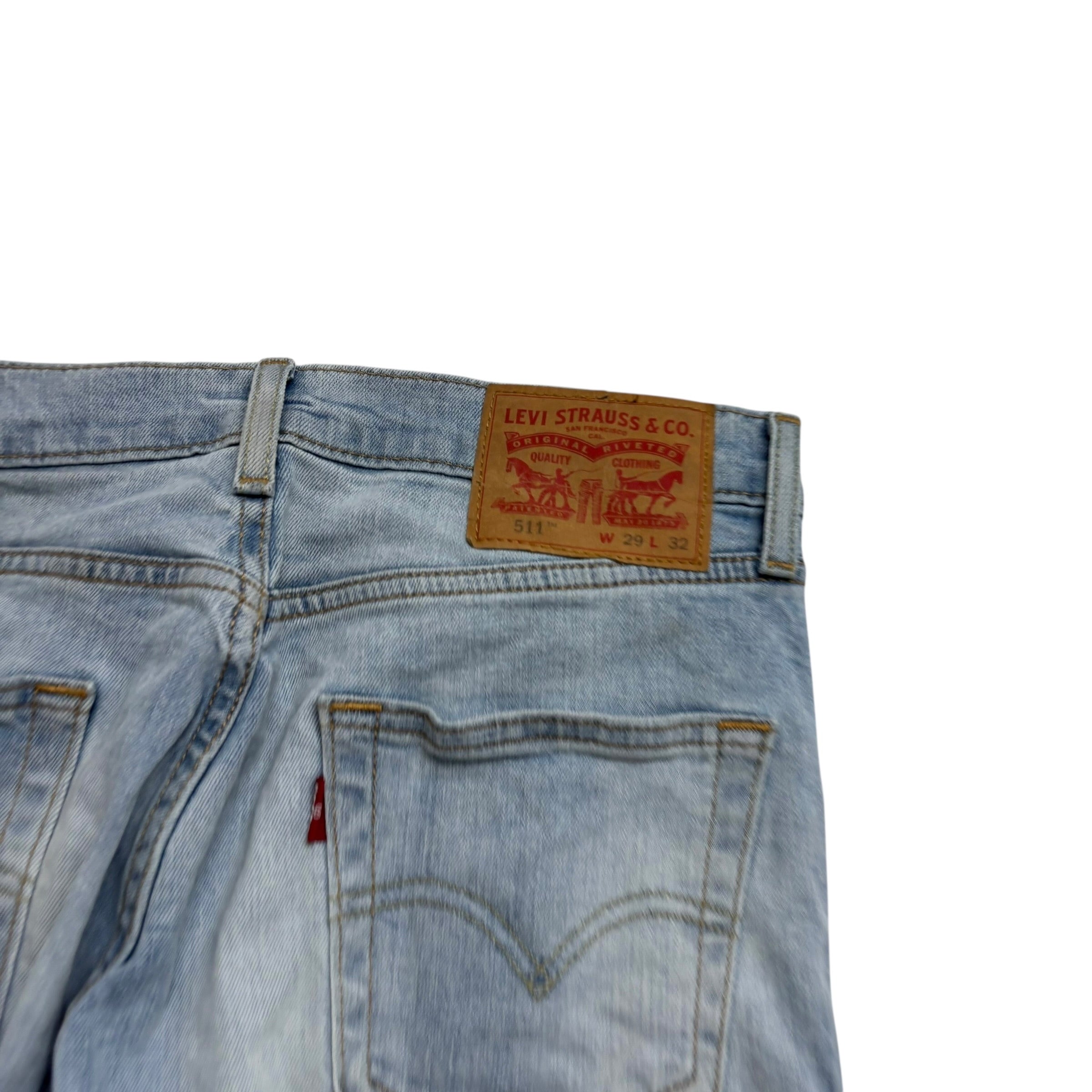 Levis 511 Jeans W29 L32 Mens Light Blue Slim Fit Stretch Denim