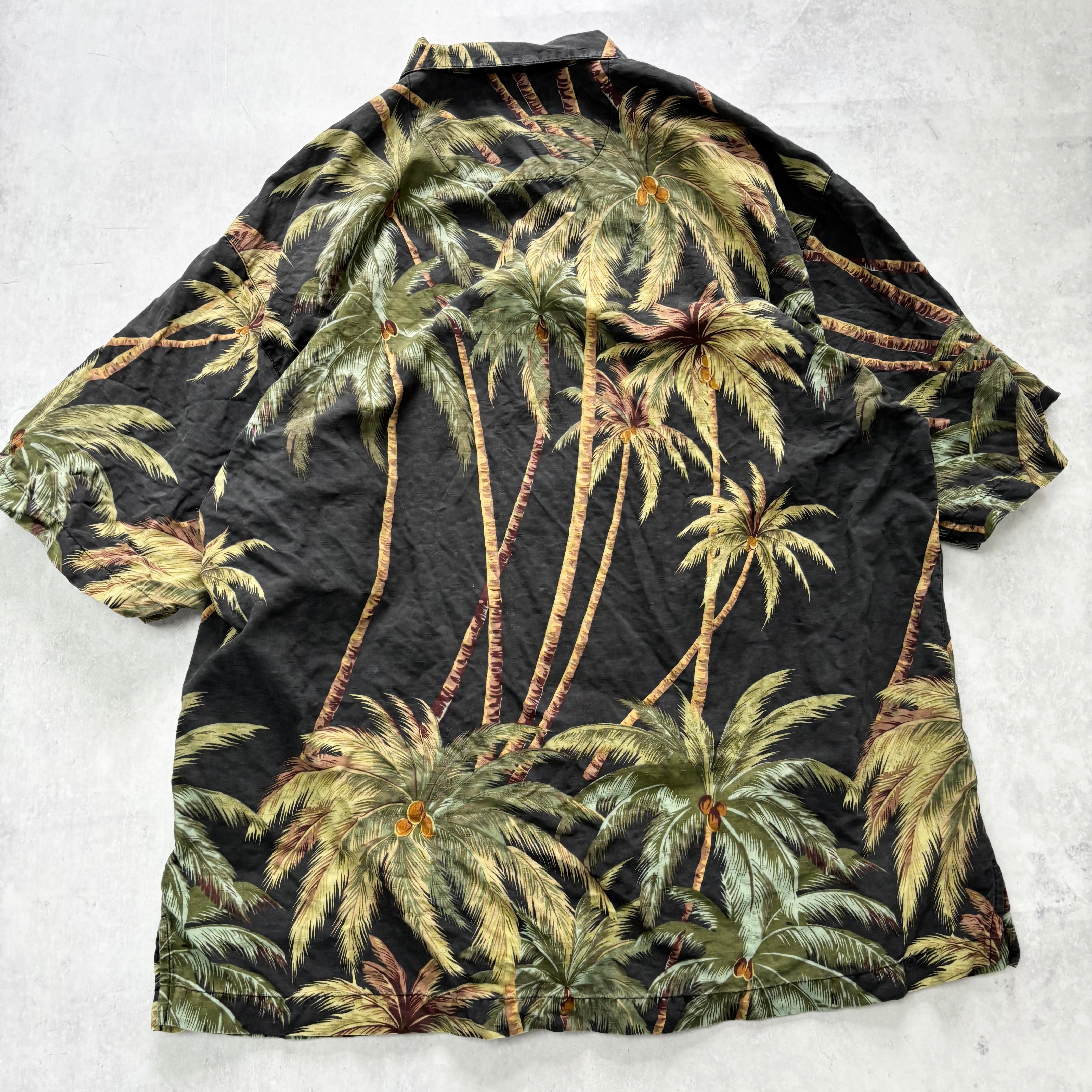 Vintage Hawaiian Shirt Mens XL Black Silk Tommy Bahama