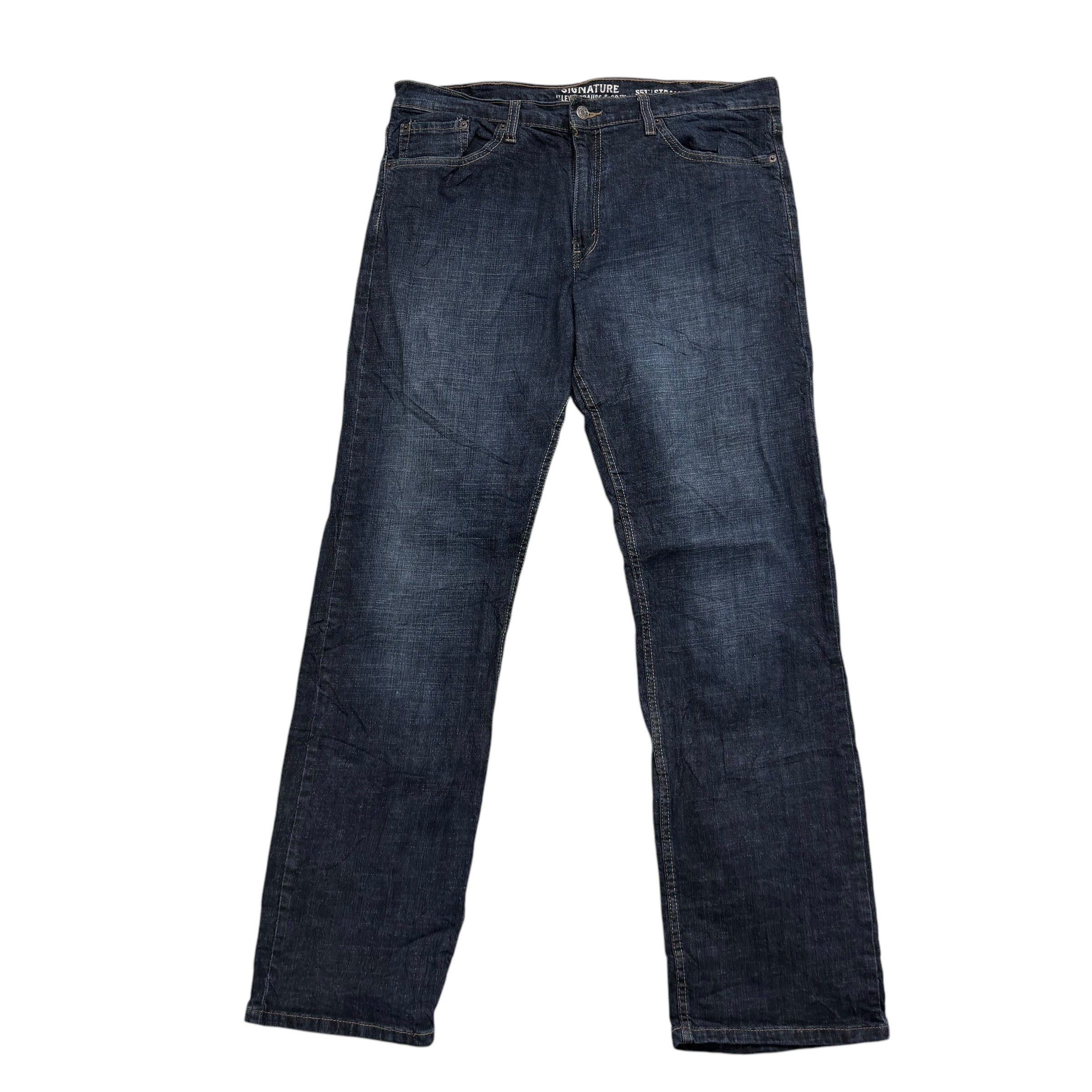 Levis Signature Jeans W38 L34 Mens Dark Blue Regular Straight Fit Stretch (E)