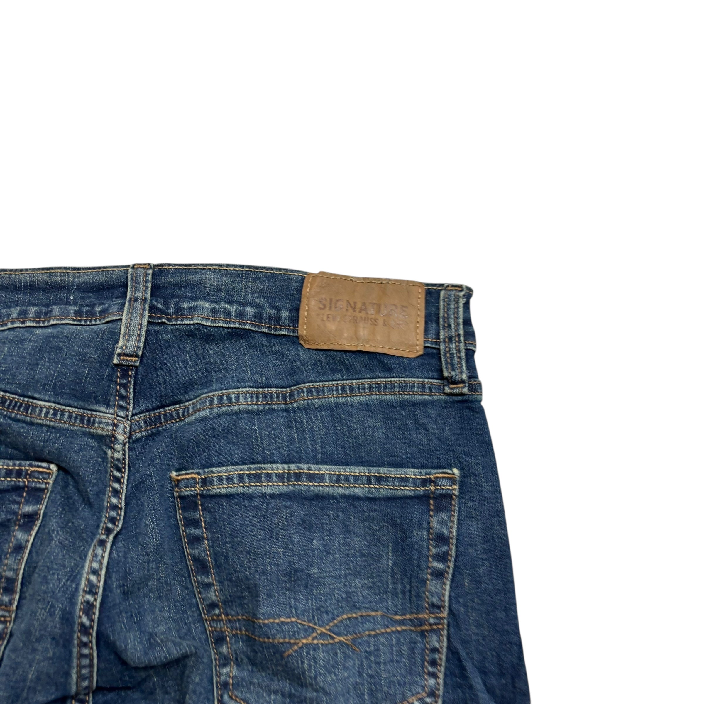 Levis Signature Jeans W30 L32 Mens Dark Blue Regular Straight Stretch Denim (E)