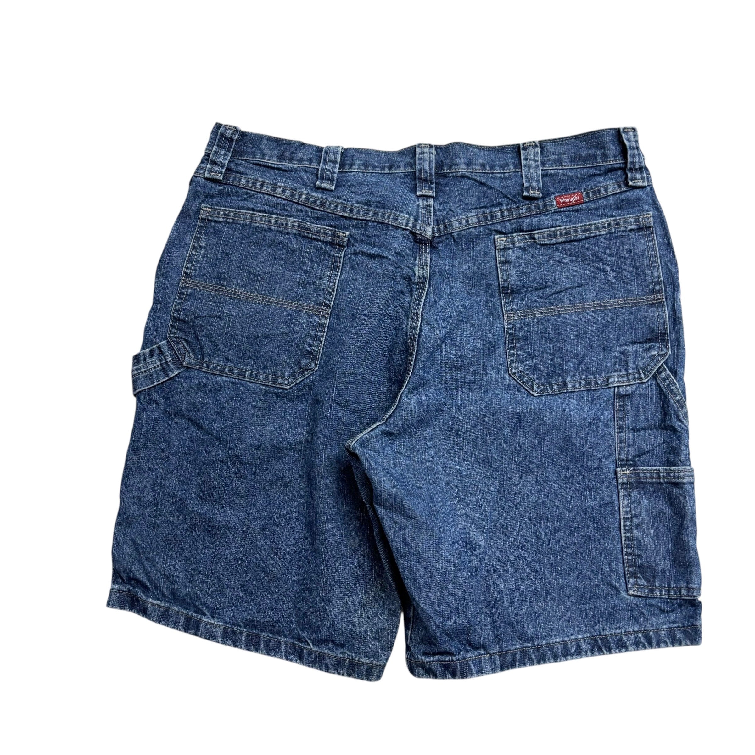 Wrangler Baggy Jorts W36 Mens Mid Blue Carpenter Denim Shorts Relaxed Fit (E)