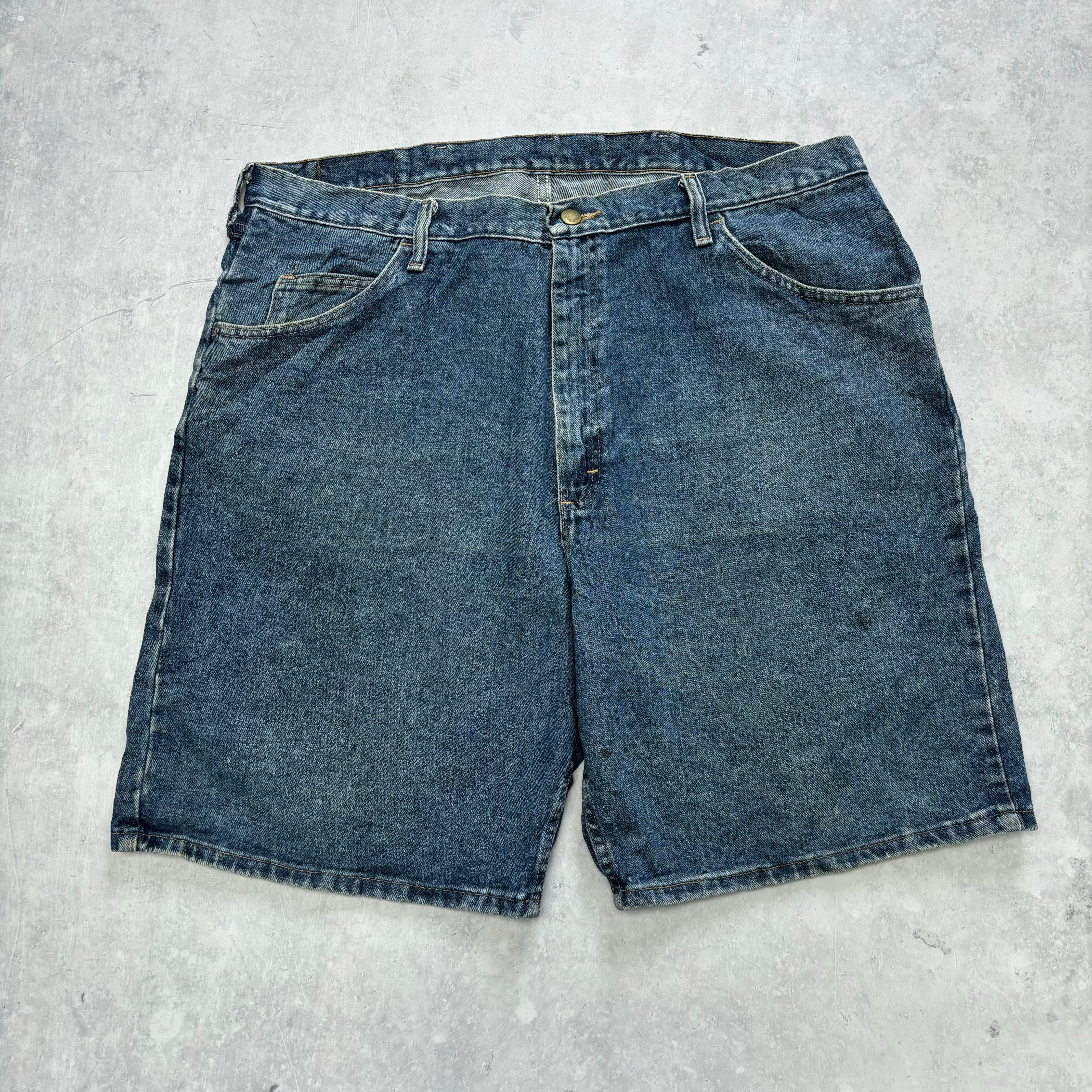 Vintage Wrangler Jorts W40 Mens Denim Shorts Mid Blue Baggy Relaxed Fit