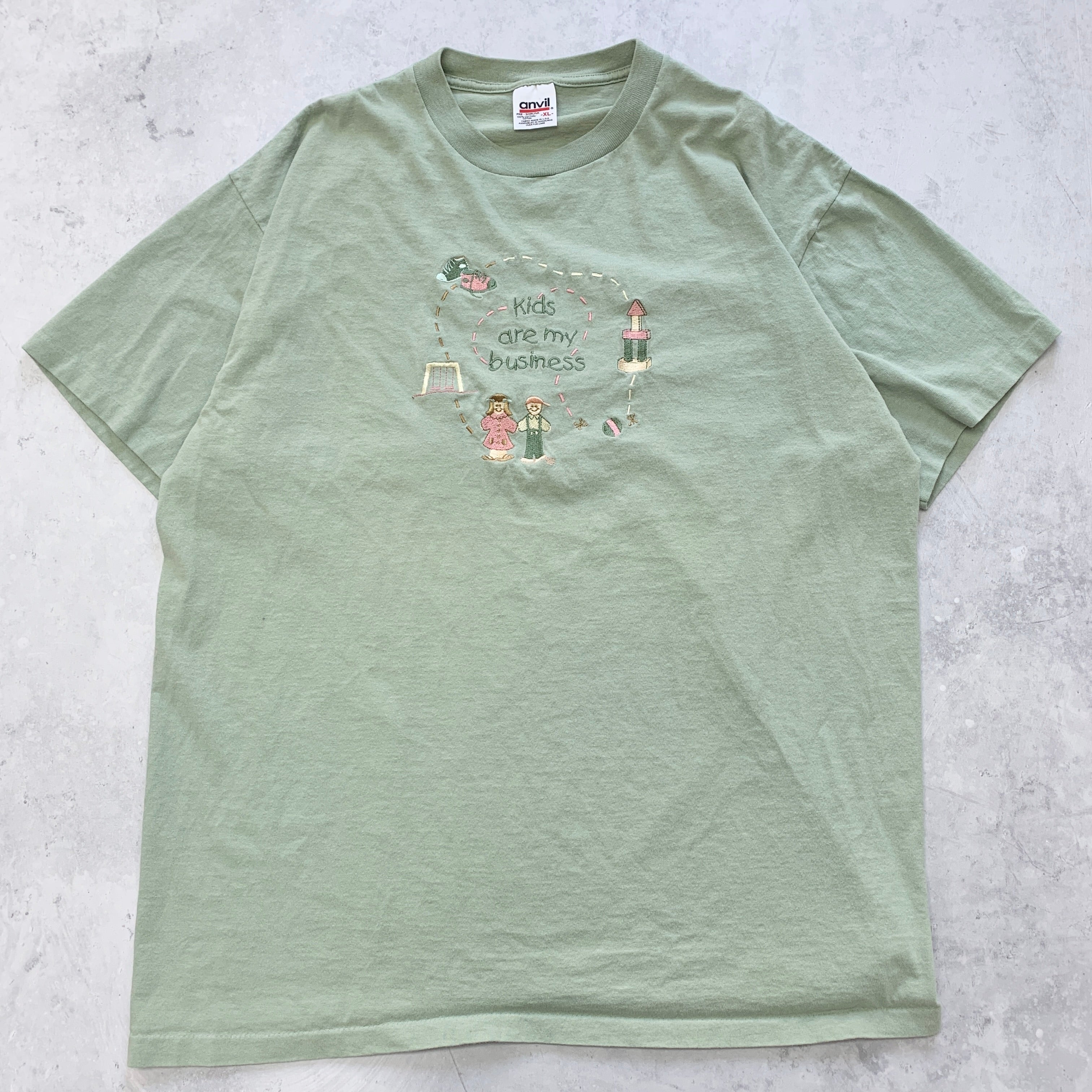 Vintage T Shirt Mens XL Green Single Stitch Graphic Print 90s USA Family