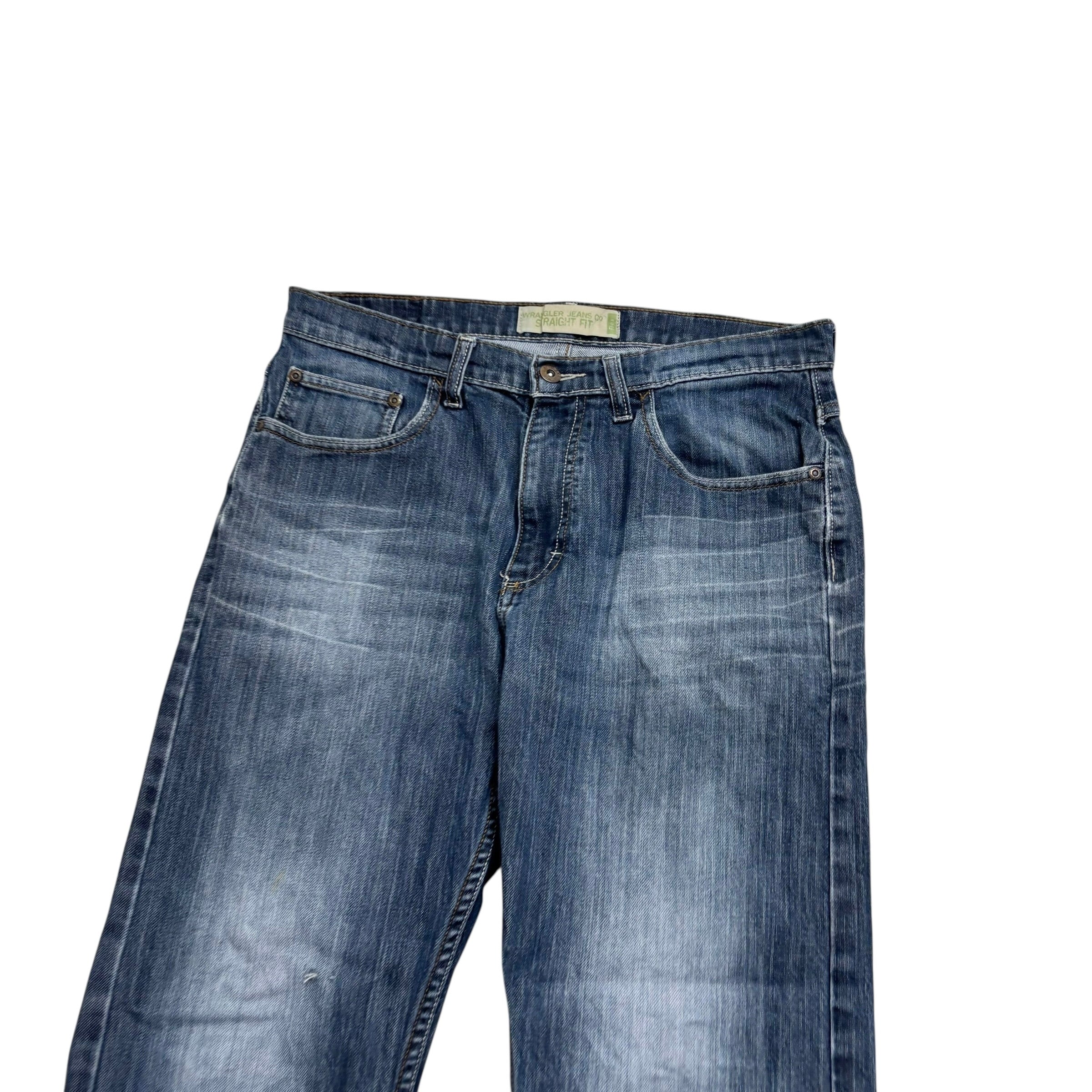 Wrangler Jeans W32 L32 Mens Dark Blue Regular Straight Fit Stretch Denim (F)