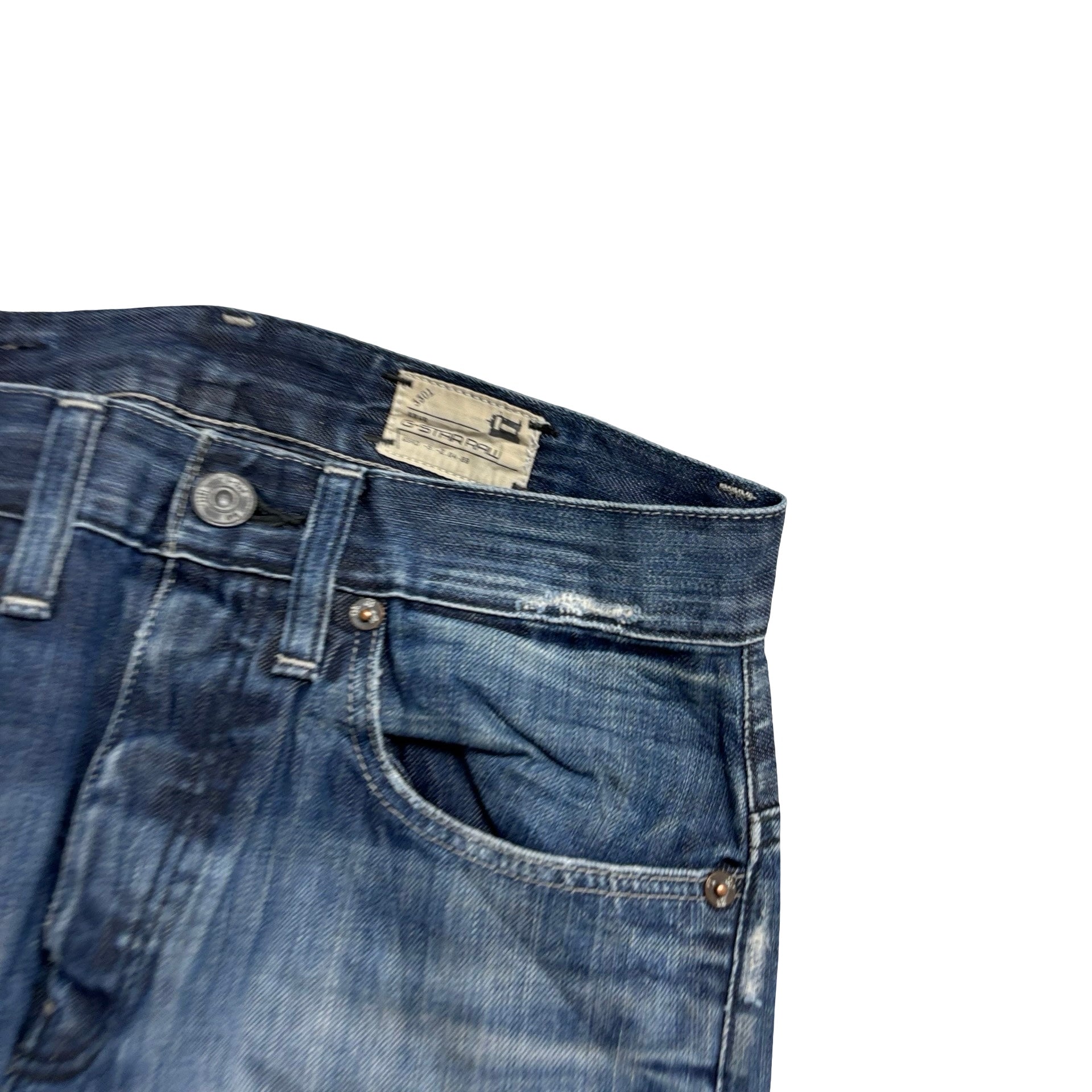 G Star 3301 Straight Jeans W28 L32 Mens Dark Blue Regular Fit Denim