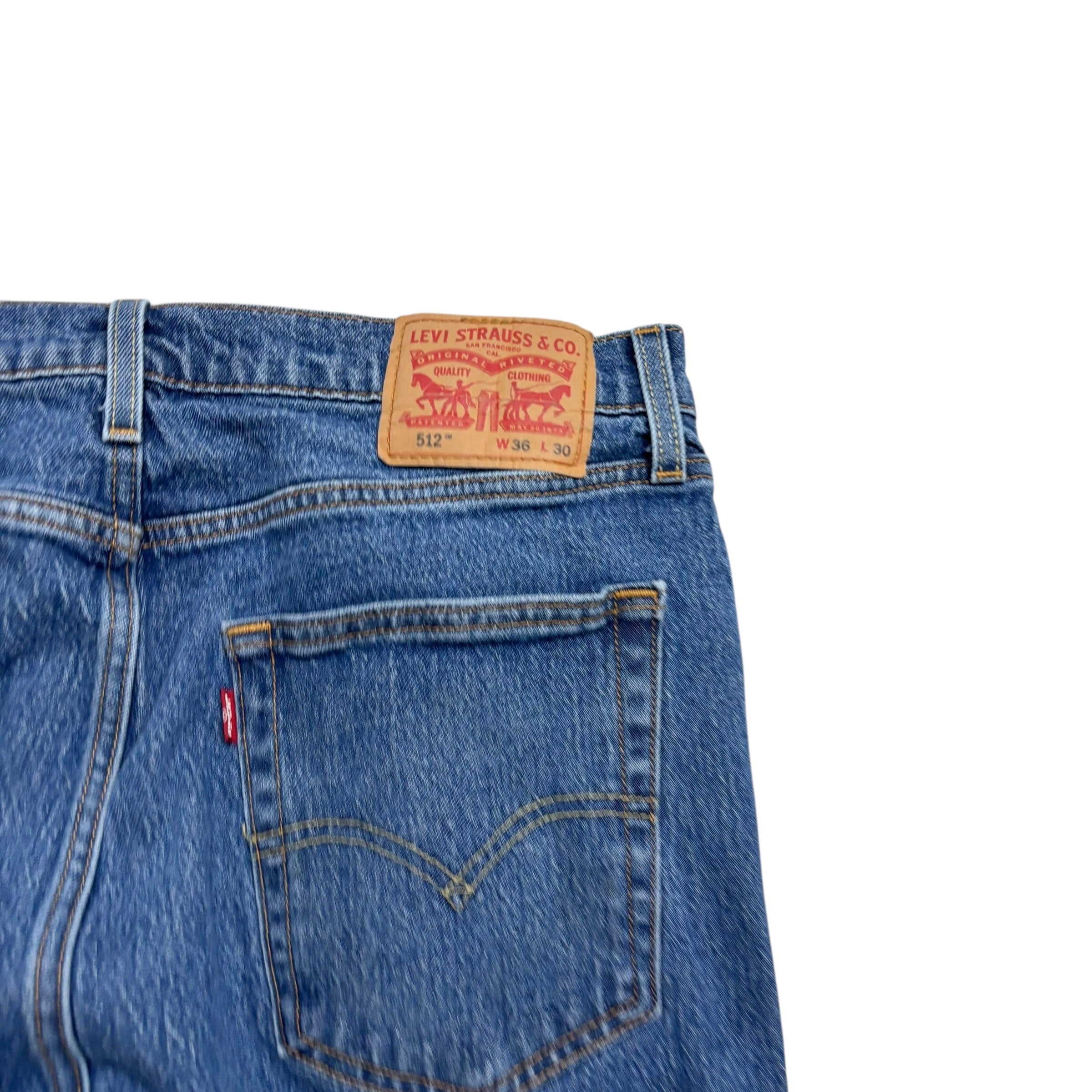 Levis 512 Jeans W36 L29 Mens Mid Blue Slim Tapered Fit Stretch Denim (E)