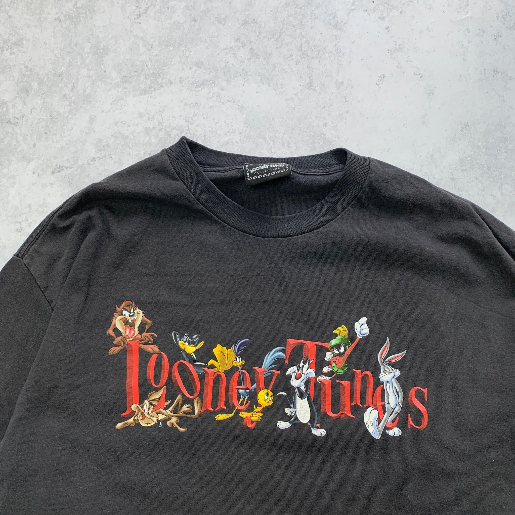 Vintage T Shirt Mens XL Black Graphic Print 90s Looney Tunes Cartoon