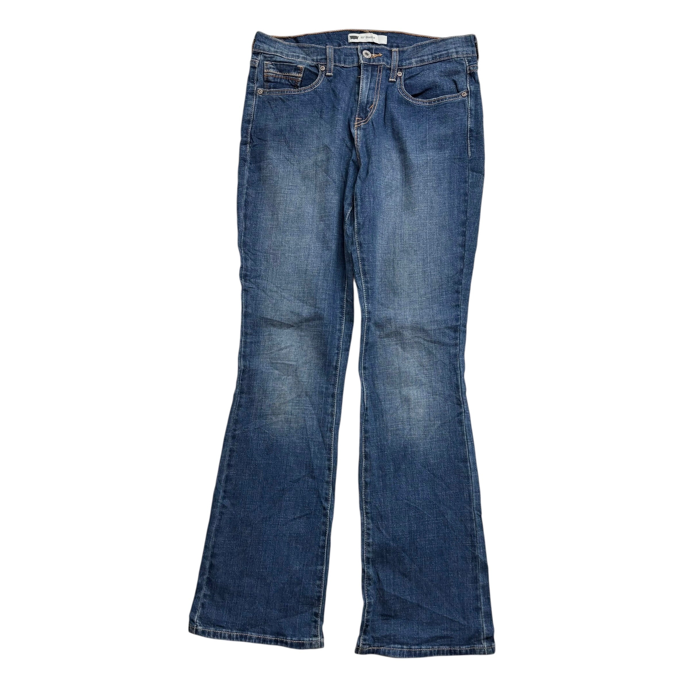 Levis 515 Jeans W29 L32 Womens Regular Bootcut Mid Blue Stretch Denim (E)