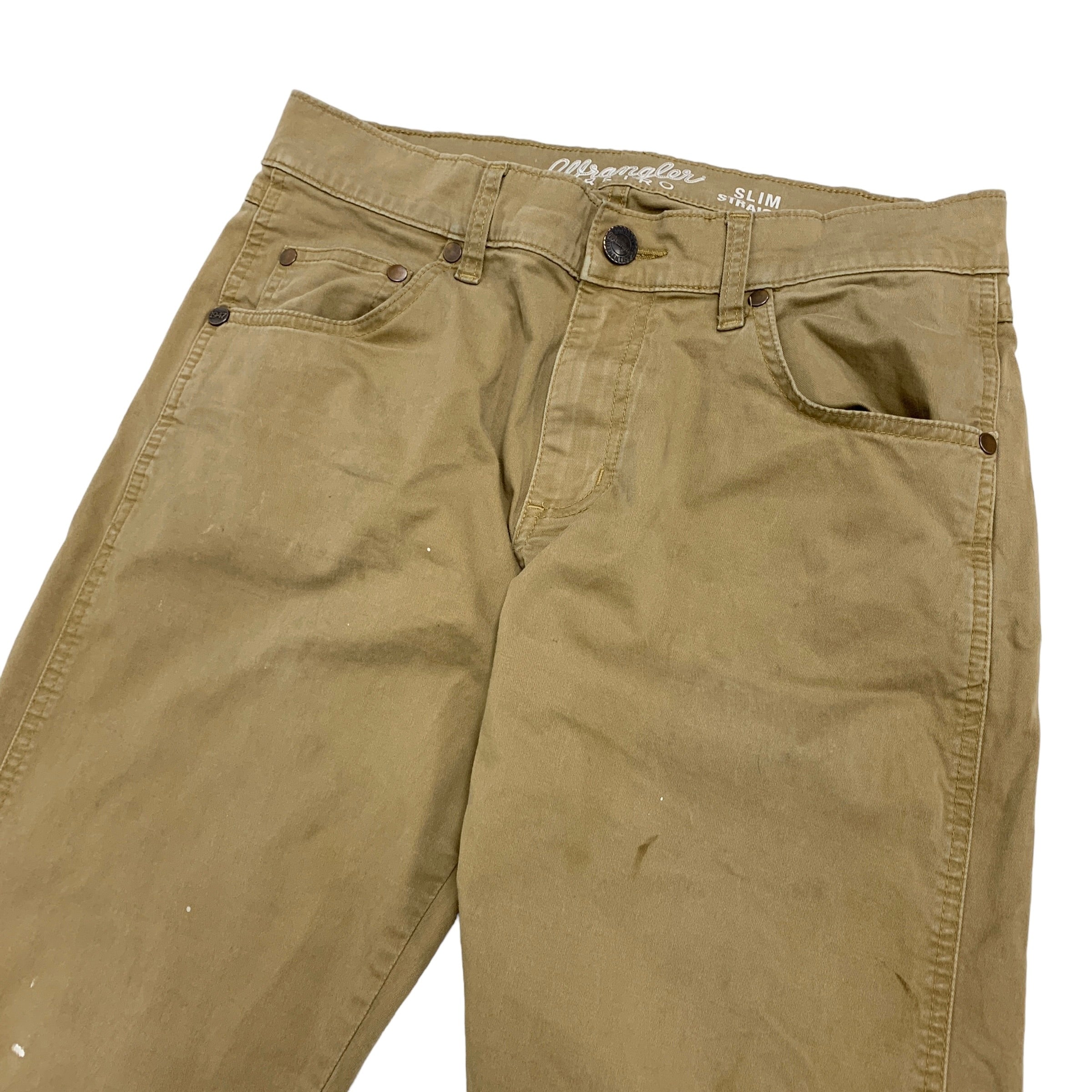 Wrangler Trousers W30 L33 Mens Tan Light Brown Slim Straight Fit Retro Pants