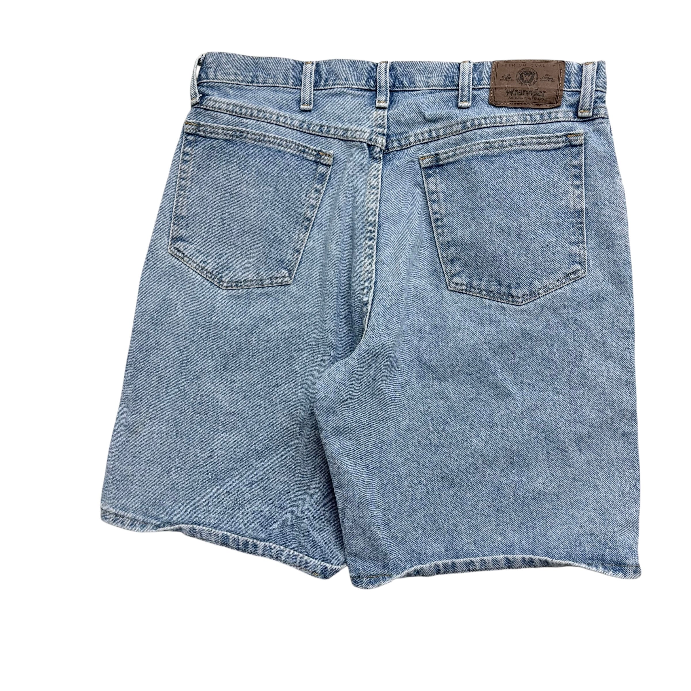 Vintage Wrangler Baggy Jorts W34 Mens Denim Shorts Light Blue Relaxed Fit (E)