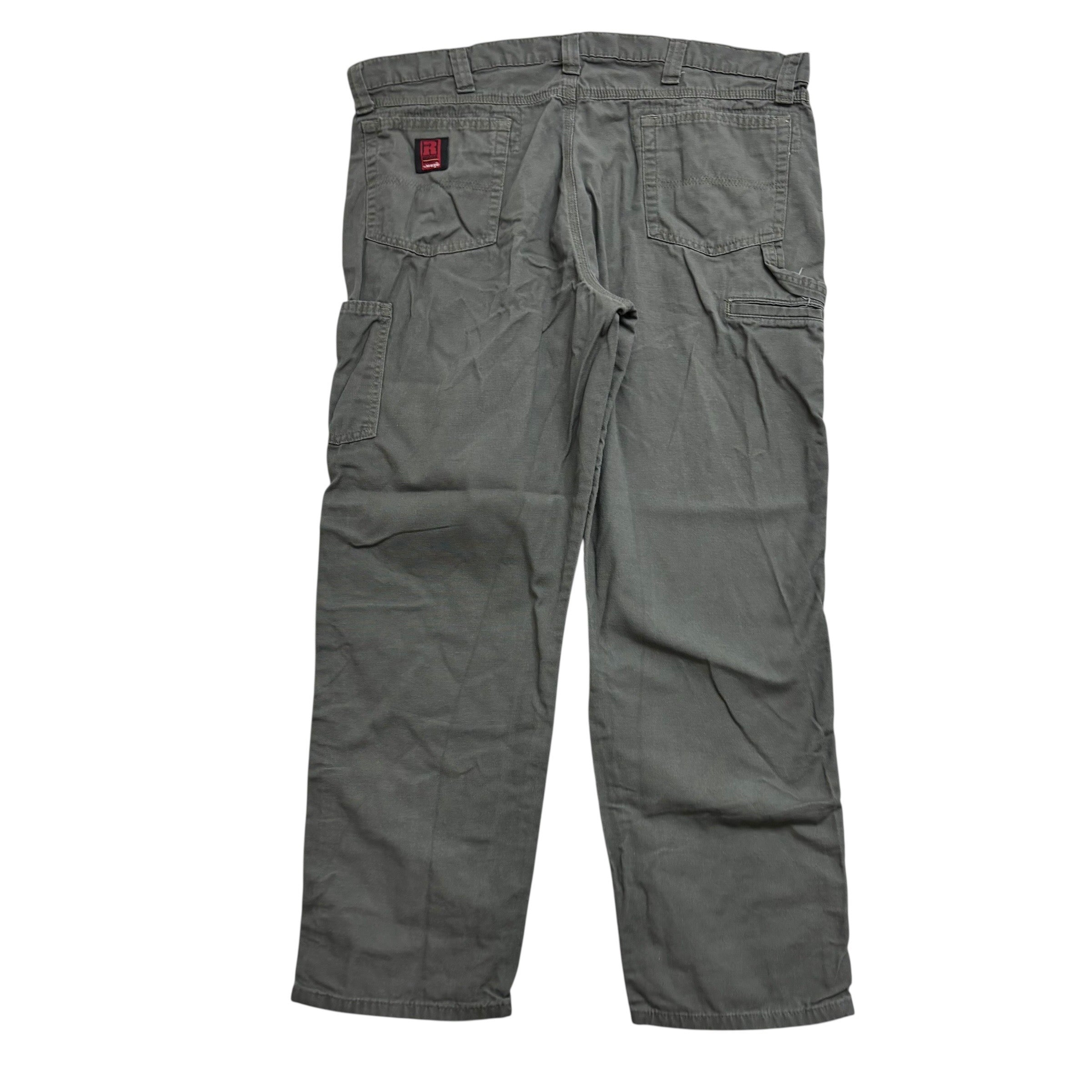 Wrangler Carpenter Pants W40 L30 Mens Green Relaxed Straight Fit Trousers (F)