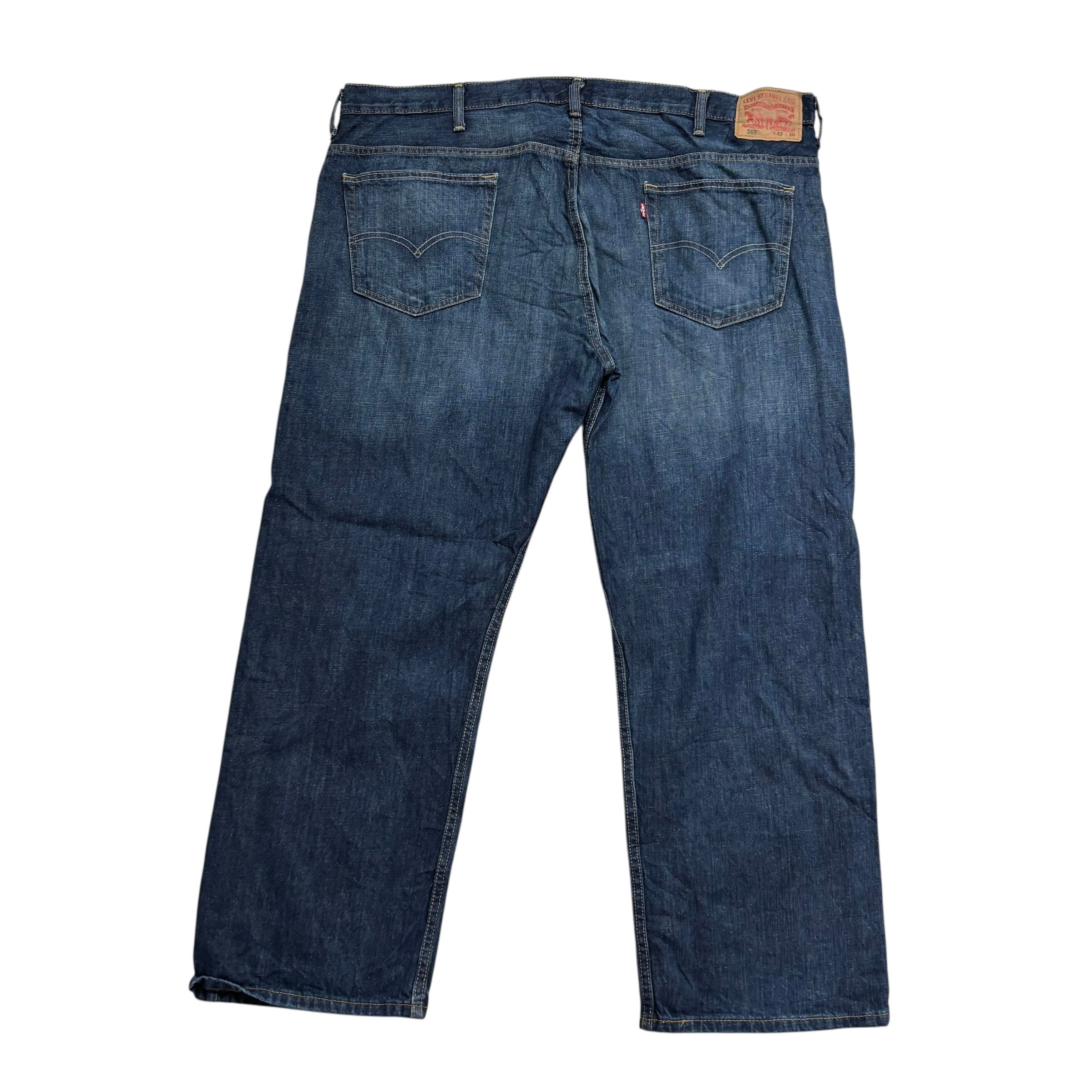 Levis 569 Jeans W42 L30 Mens Dark Blue Baggy Relaxed Straight Fit Vintage Denim