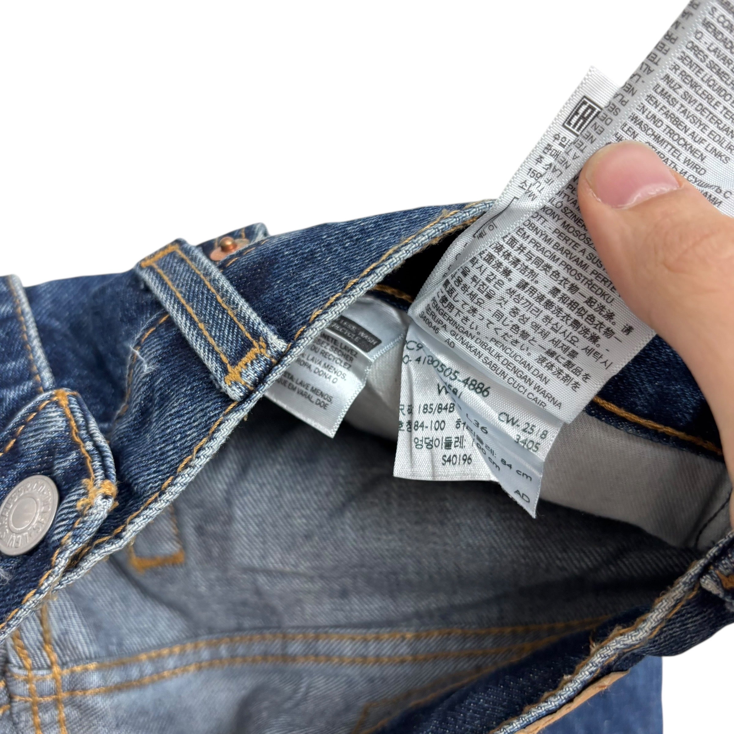 Levis 505 Jeans W33 L36 Mens Mid Blue Regular Straight Fit Denim (E)