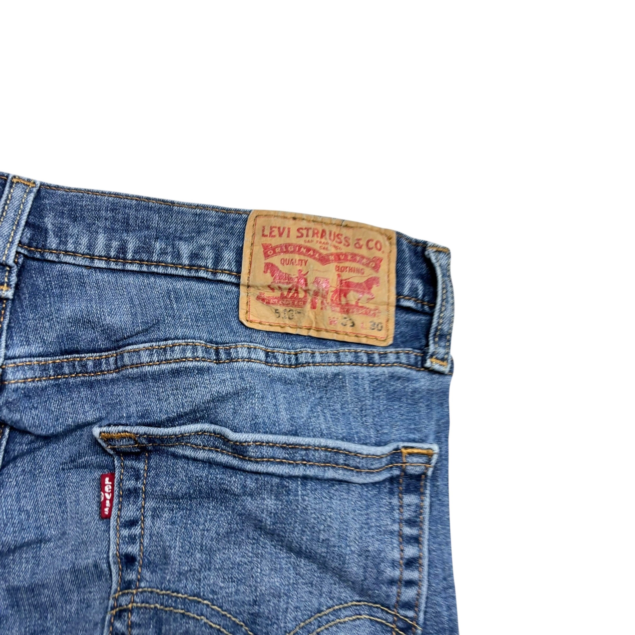 Levis 514 Jeans W33 L27 Mens Mid Blue Slim Straight Fit Stretch Denim (E)