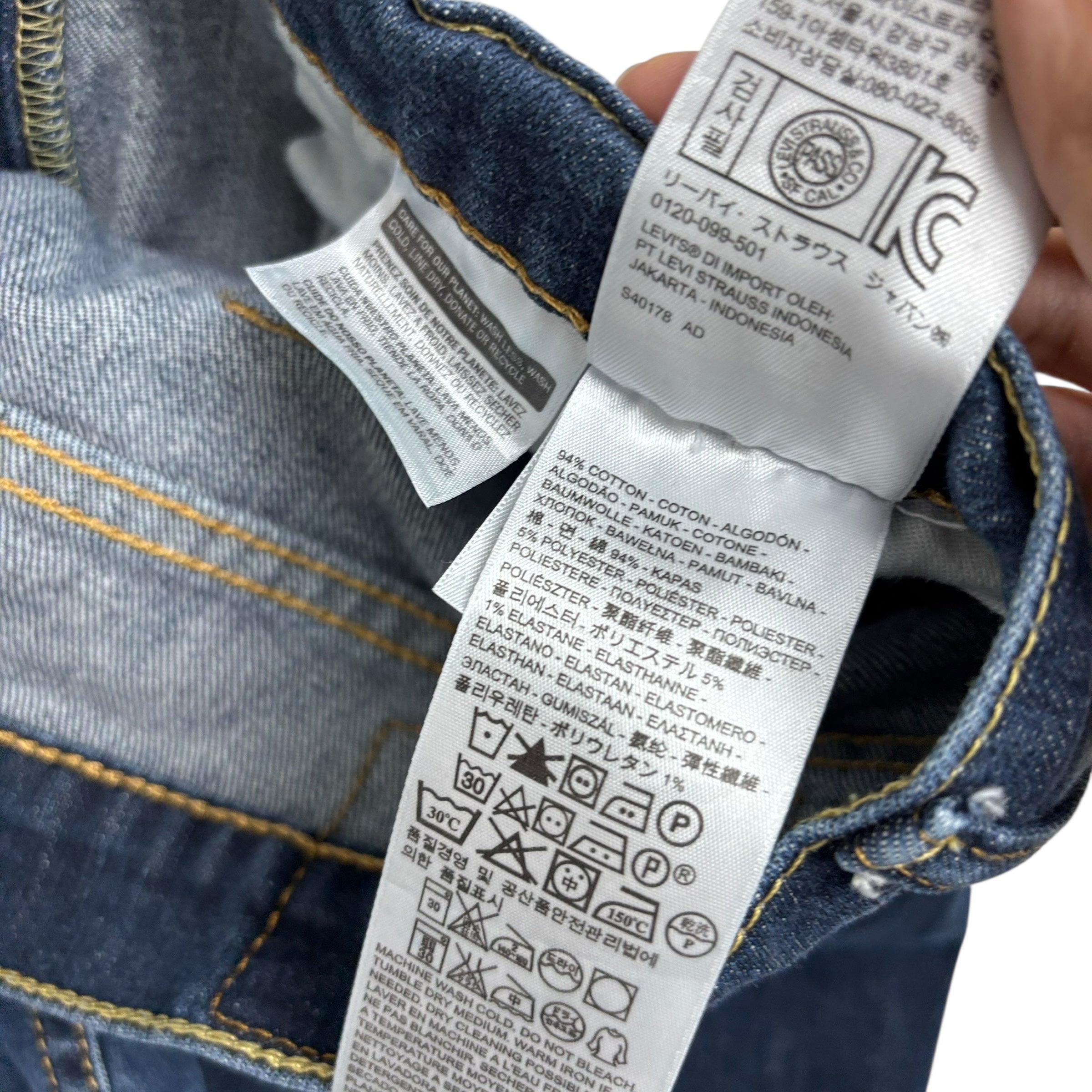 Levis 513 Jeans W33 L32 Mens Dark Blue Slim Straight Fit Stretch Denim (E)