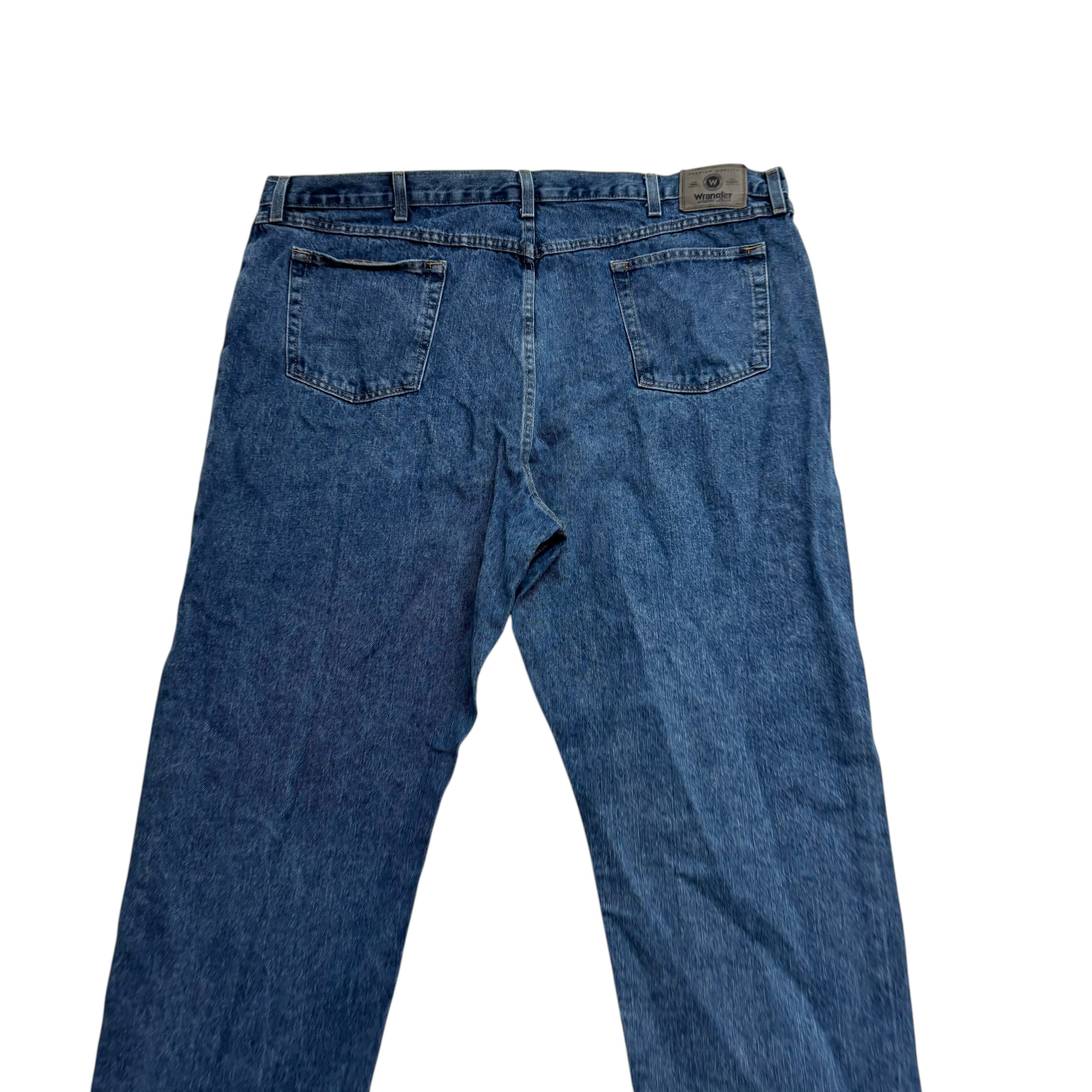 Wrangler Jeans W46 L32 Mens Mid Blue Relaxed Straight Fit Denim