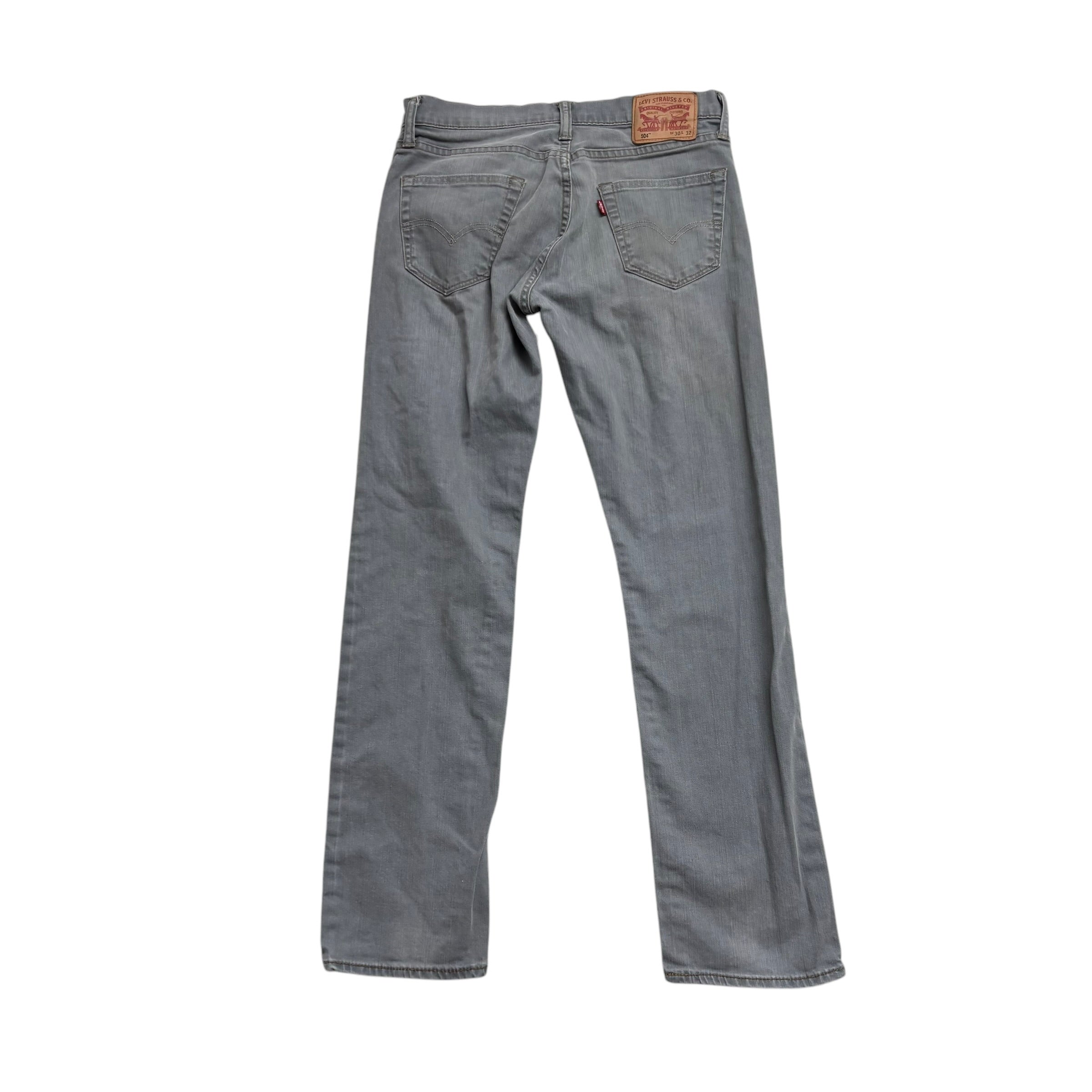 Levis 504 Jeans W30 L31 Mens Grey Regular Straight Fit Stretch Denim (F)