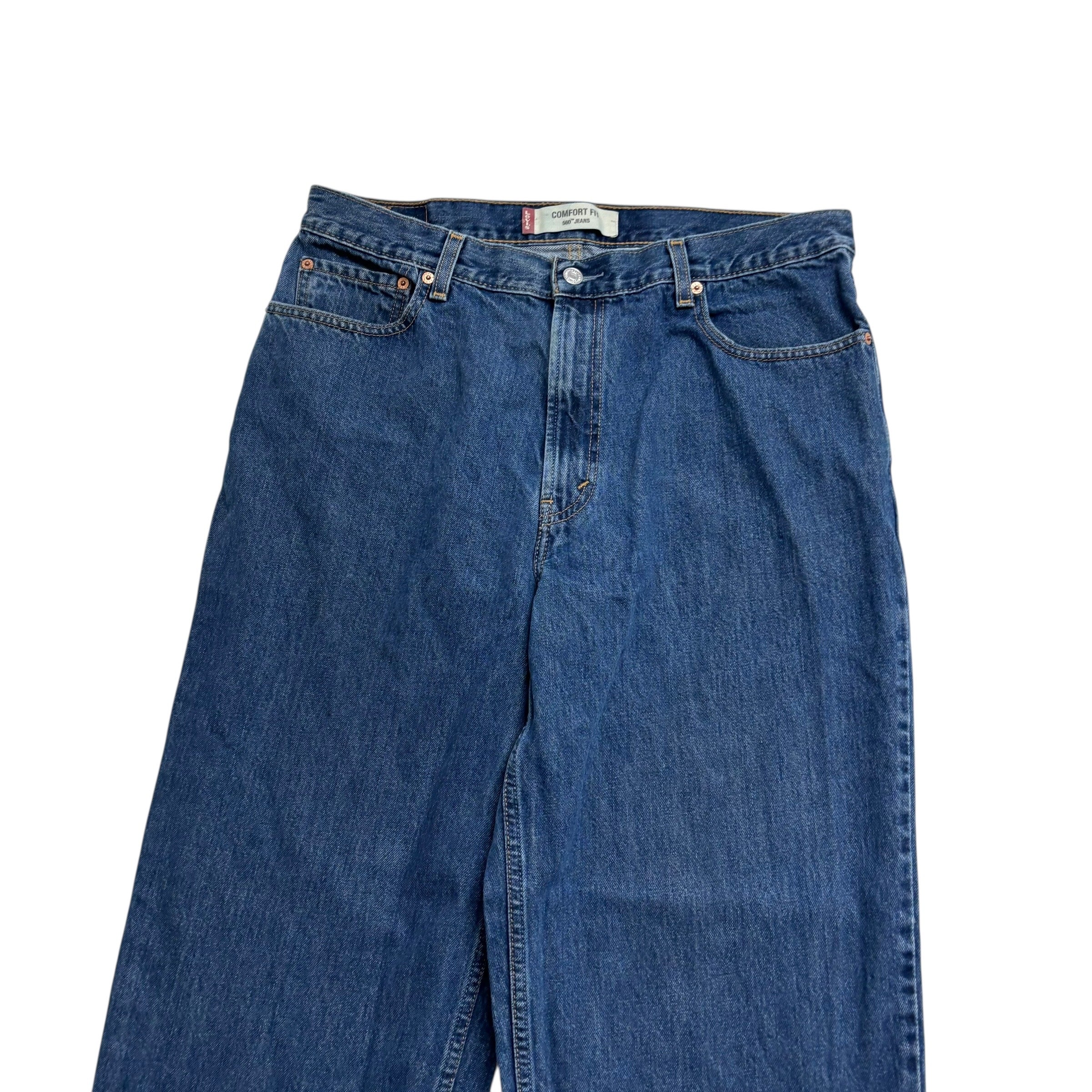 Levis 560 Jeans W36 L32 Mens Mid Blue Baggy Relaxed Comfort Vintage Denim (E)
