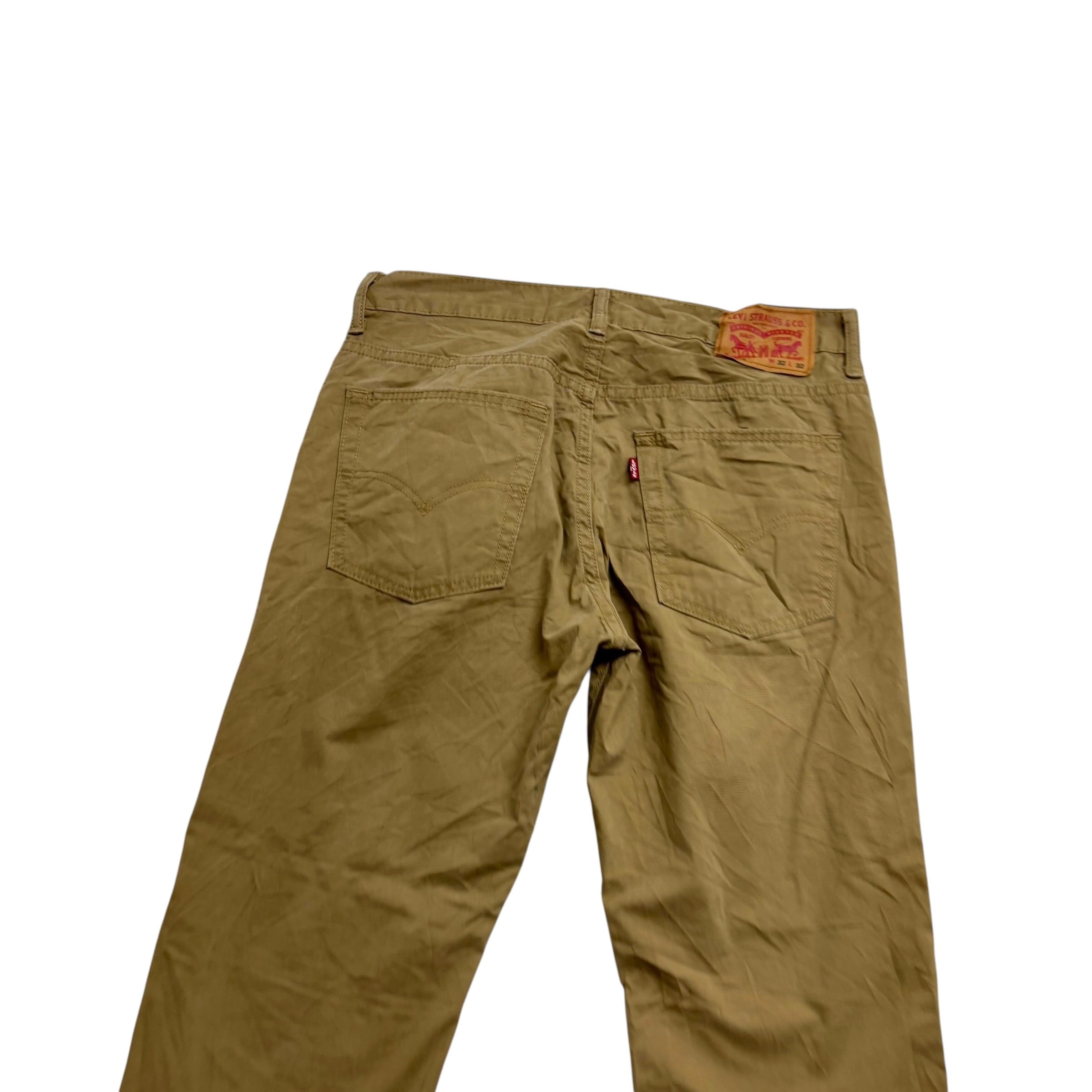 Levis 513 Trousers W32 L32 Mens Beige Tan Slim Straight Fit Pants (E)