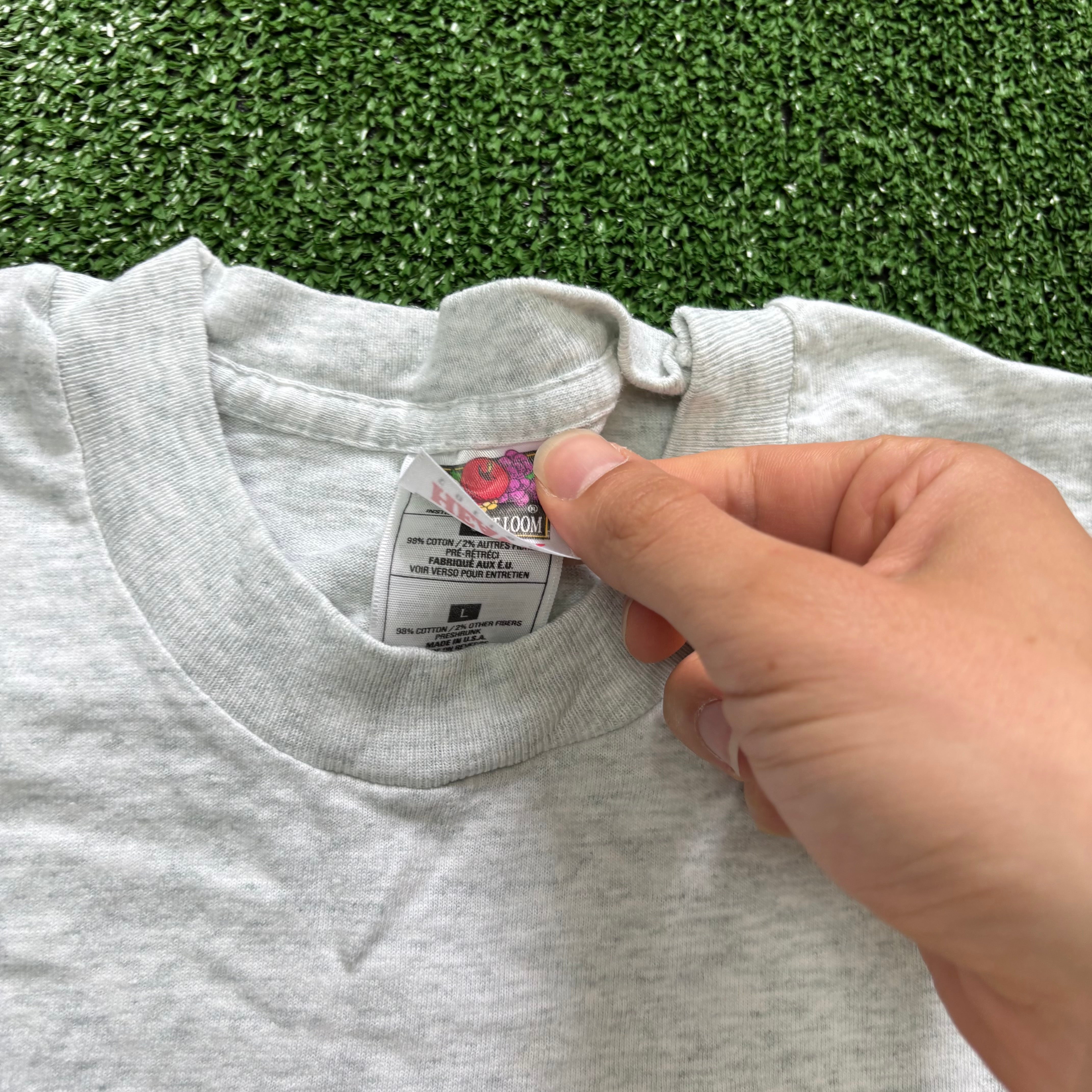 Vintage T Shirt Mens Large Grey Single Stitch Graphic Print 90s USA (E)