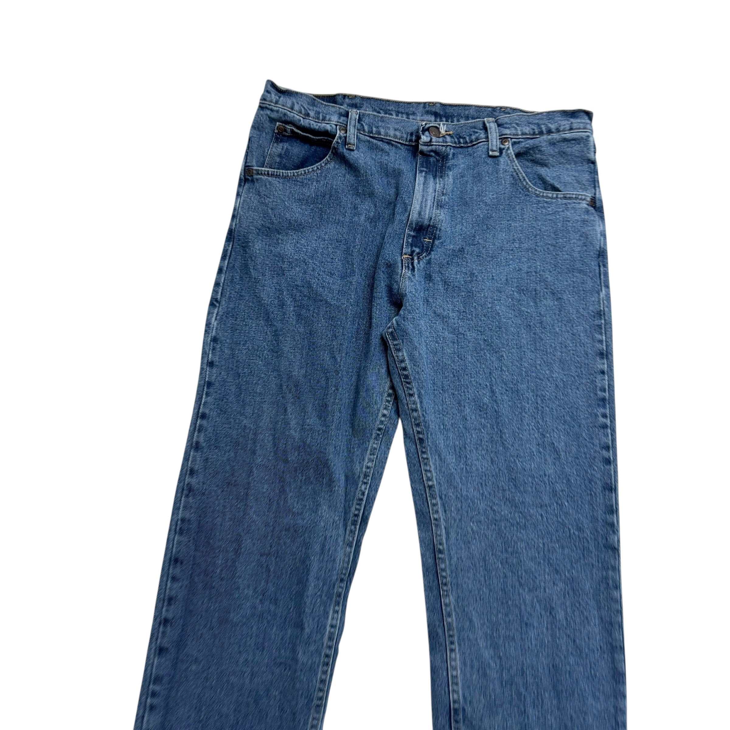 Wrangler Jeans W36 L29 Mens Mid Blue Regular Straight Fit Stretch Denim (E)