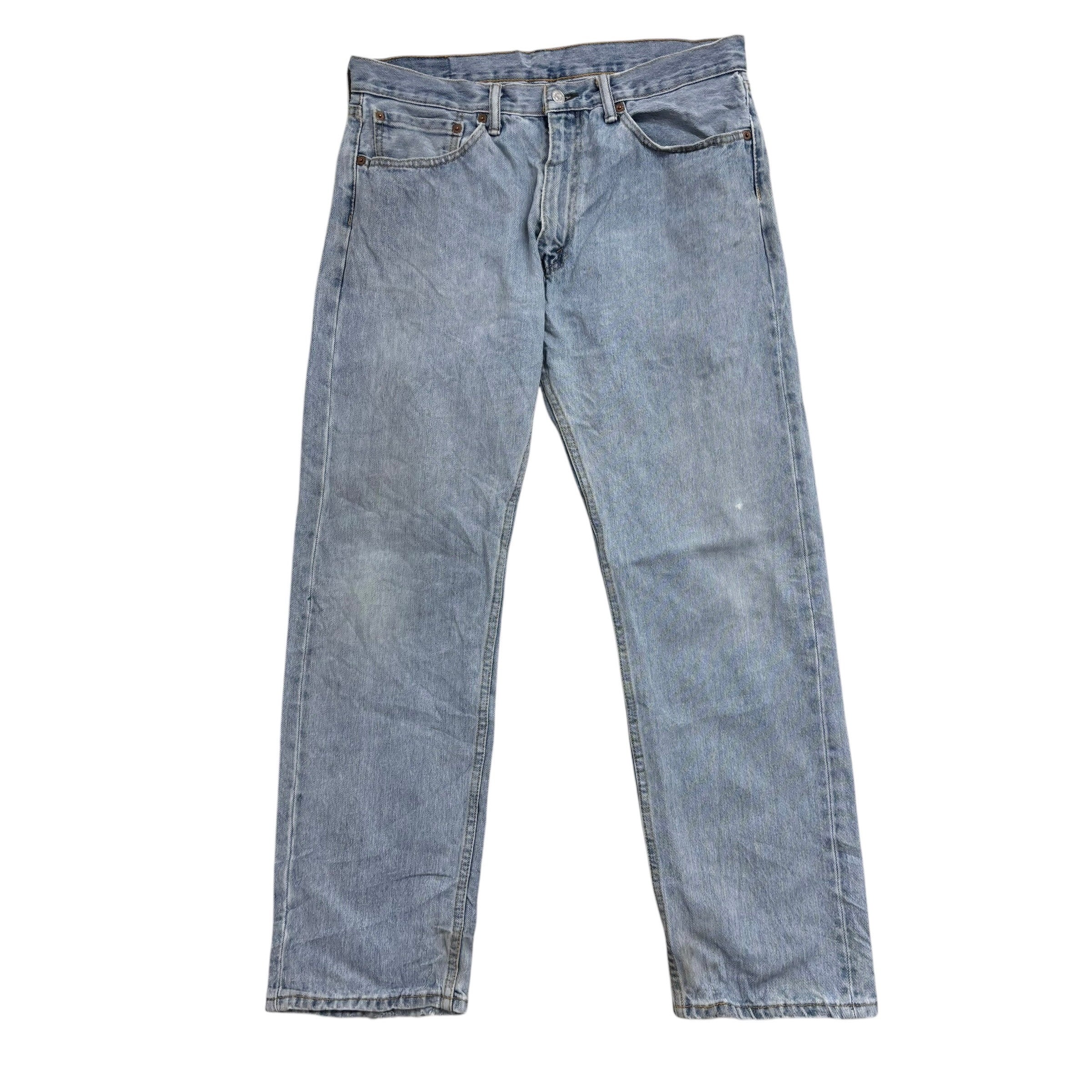 Levis 505 Jeans W34 L30 Mens Light Blue Regular Straight Fit Denim (F)