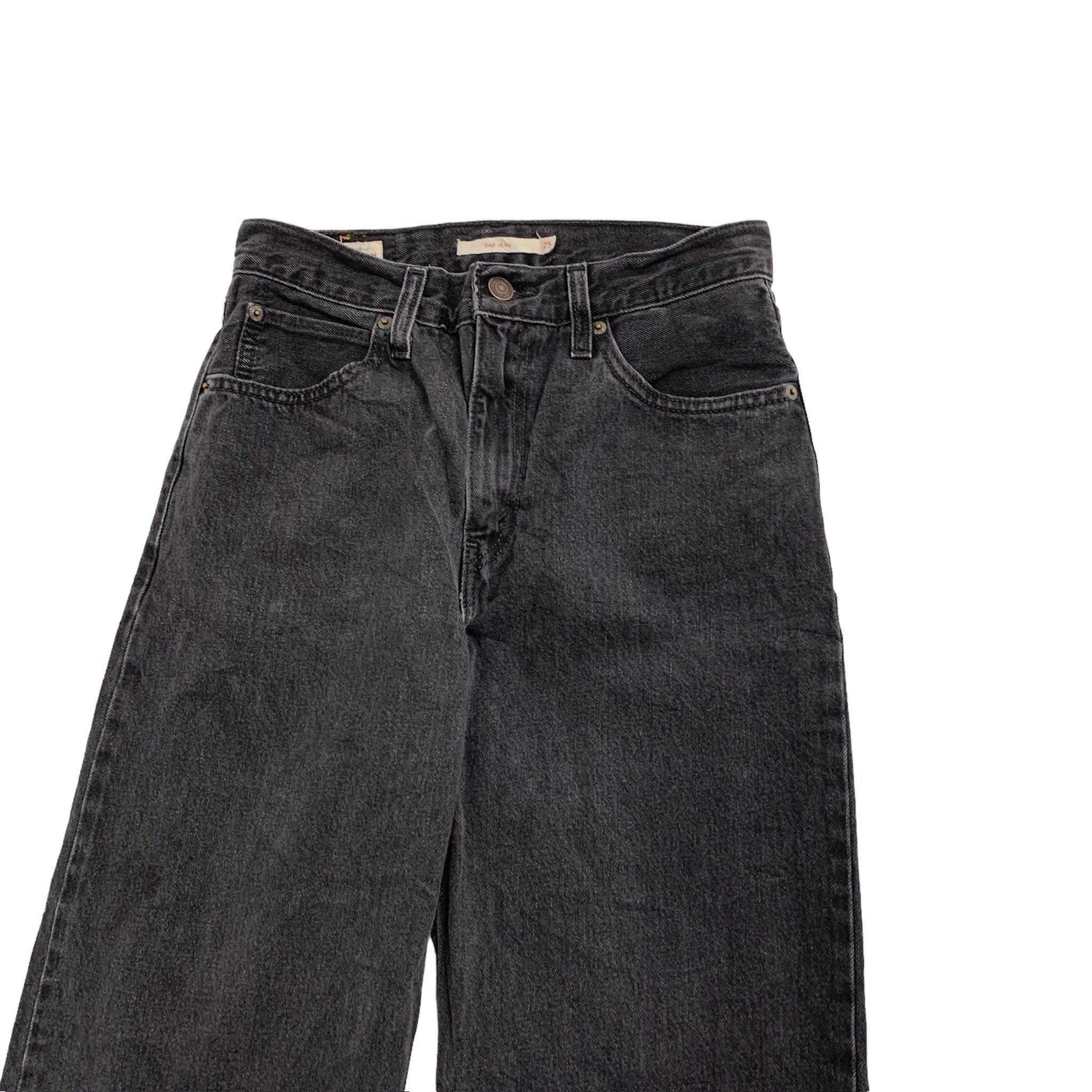 Levis Dad Jeans W25 L30 Womens Black Baggy Relaxed Straight Fit Denim