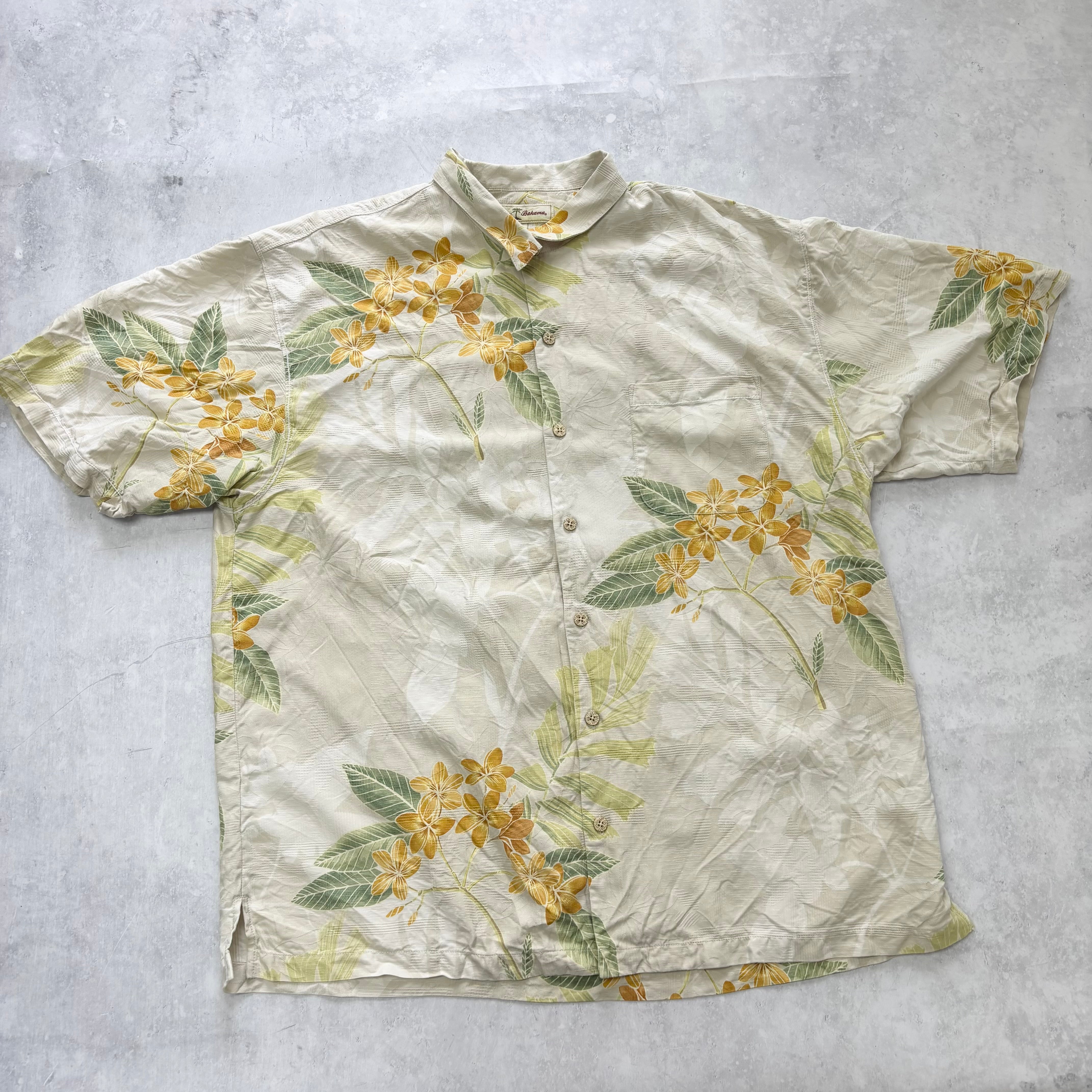 Vintage Hawaiian Shirt Mens XL Cream Floral Aloha Tommy Bahama Silk (E)
