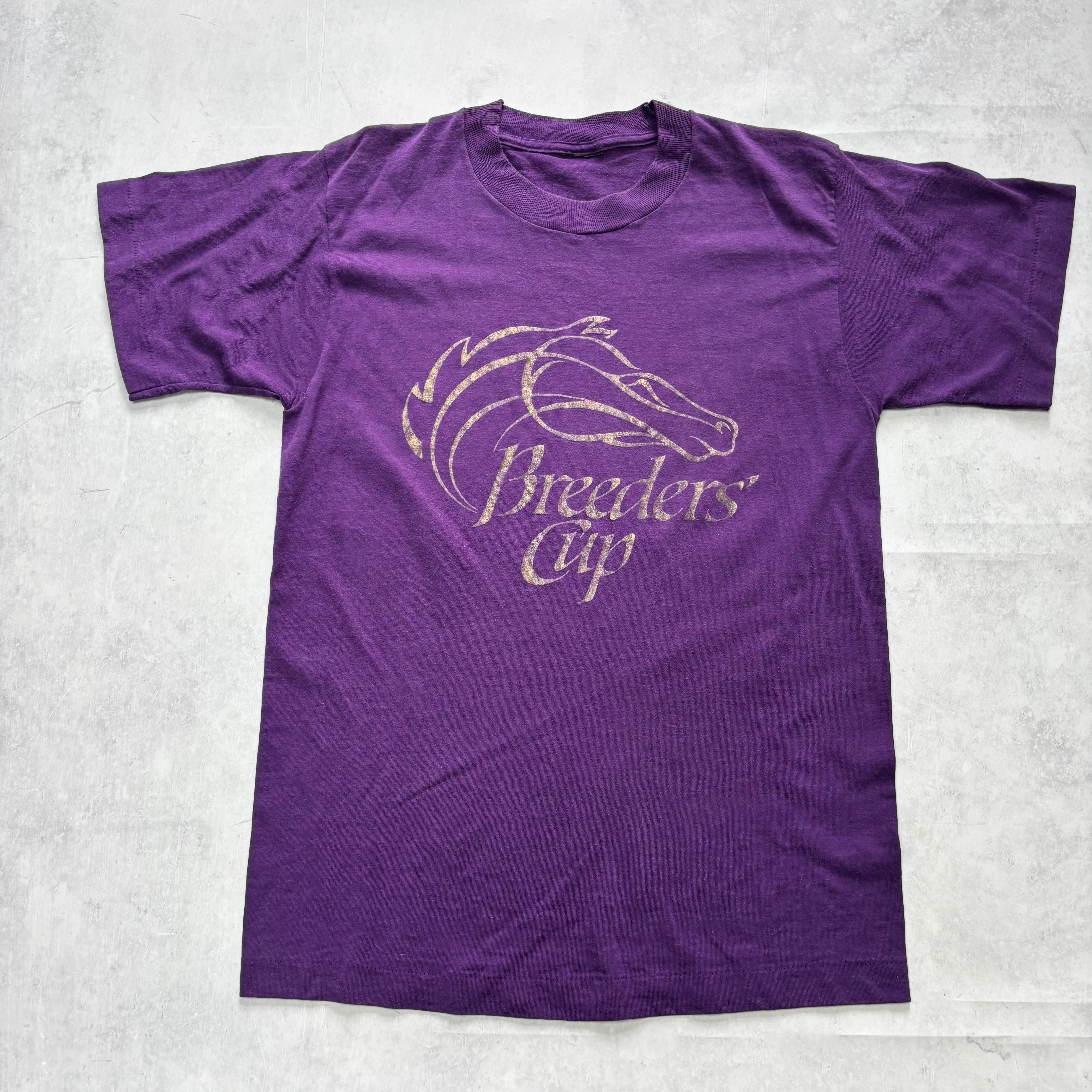 Vintage T Shirt Mens Small Purple Single Stitch Graphic Print 90s Horses (E)