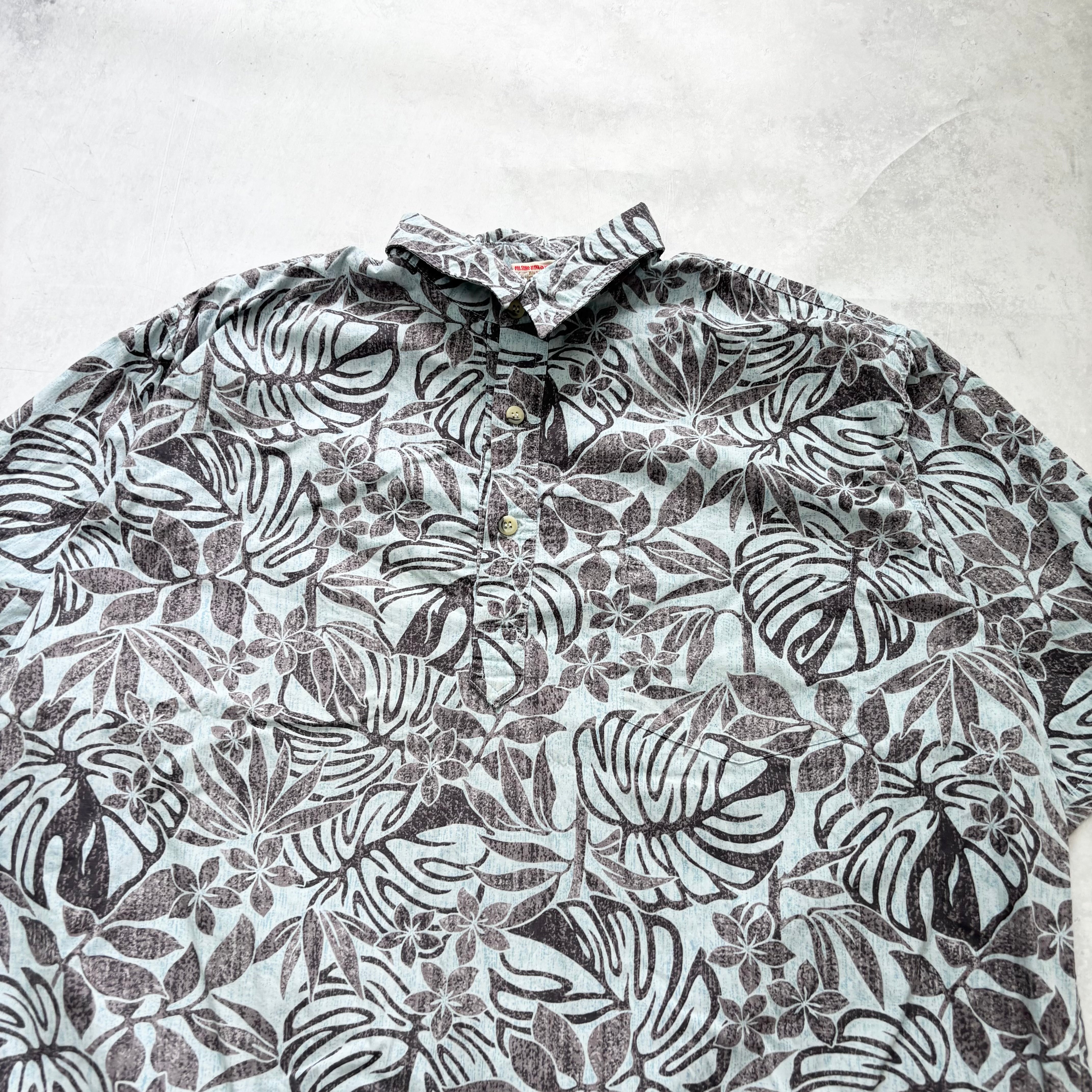 Vintage Hawaiian Shirt Mens XL Blue Floral Aloha Short Sleeve Cotton (E)