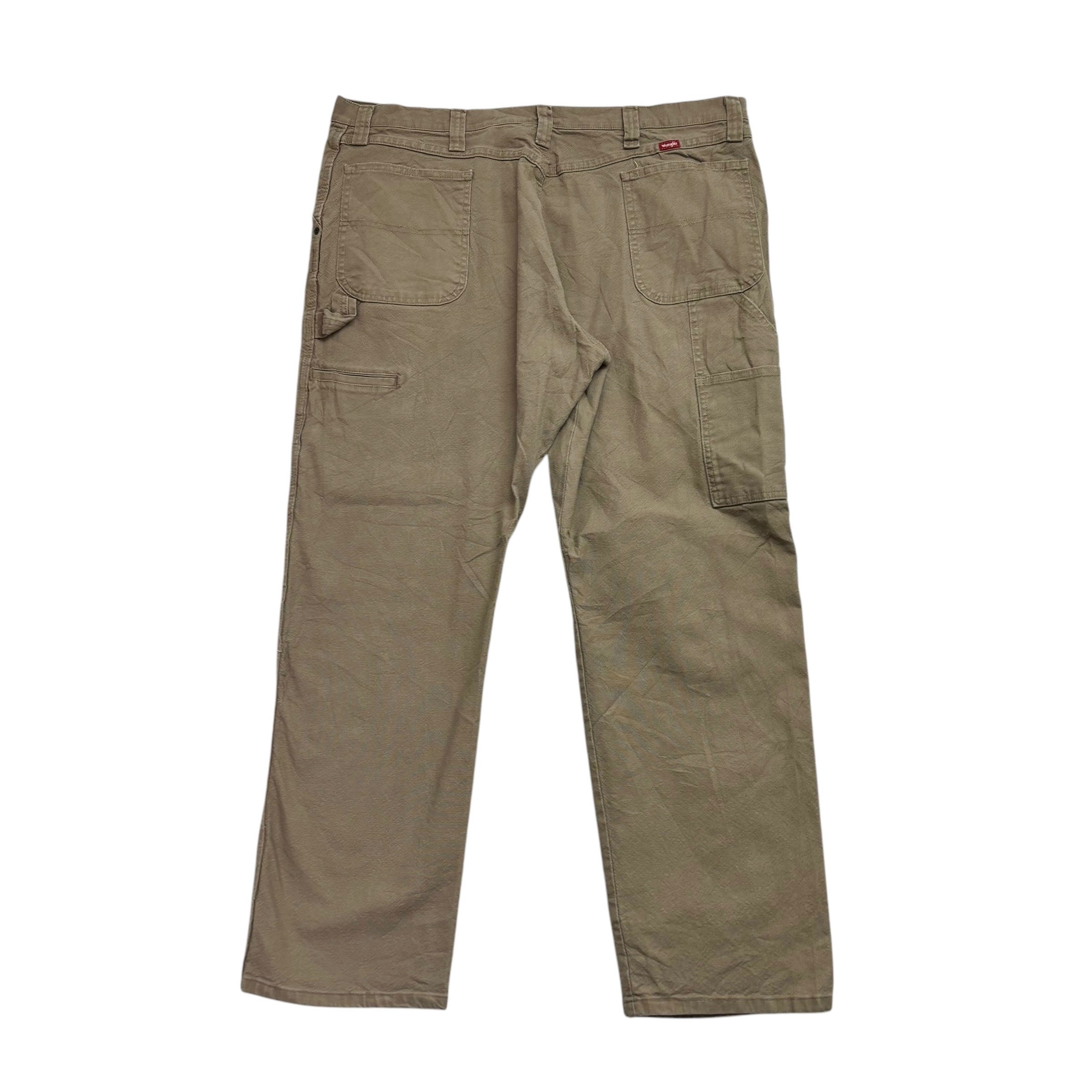 Wrangler Carpenter Pants W42 L32 Mens Khaki Relaxed Fit Stretch Trousers (E)