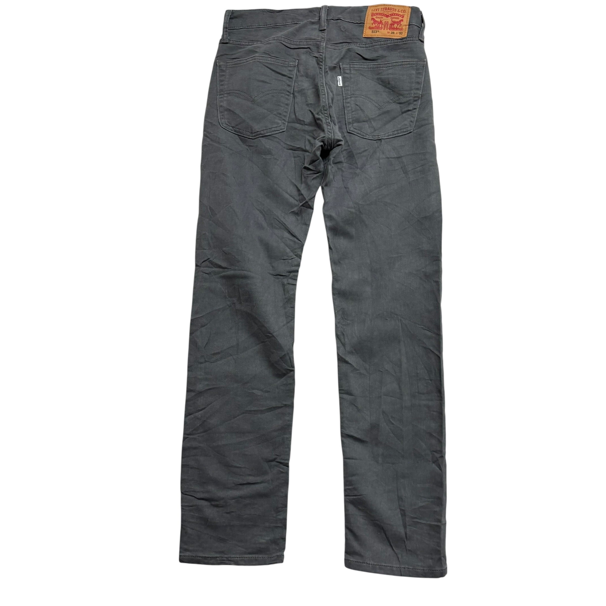 Levis 514 Trousers W28 L32 Mens Grey Regular Straight Fit Stretch Pants (E)