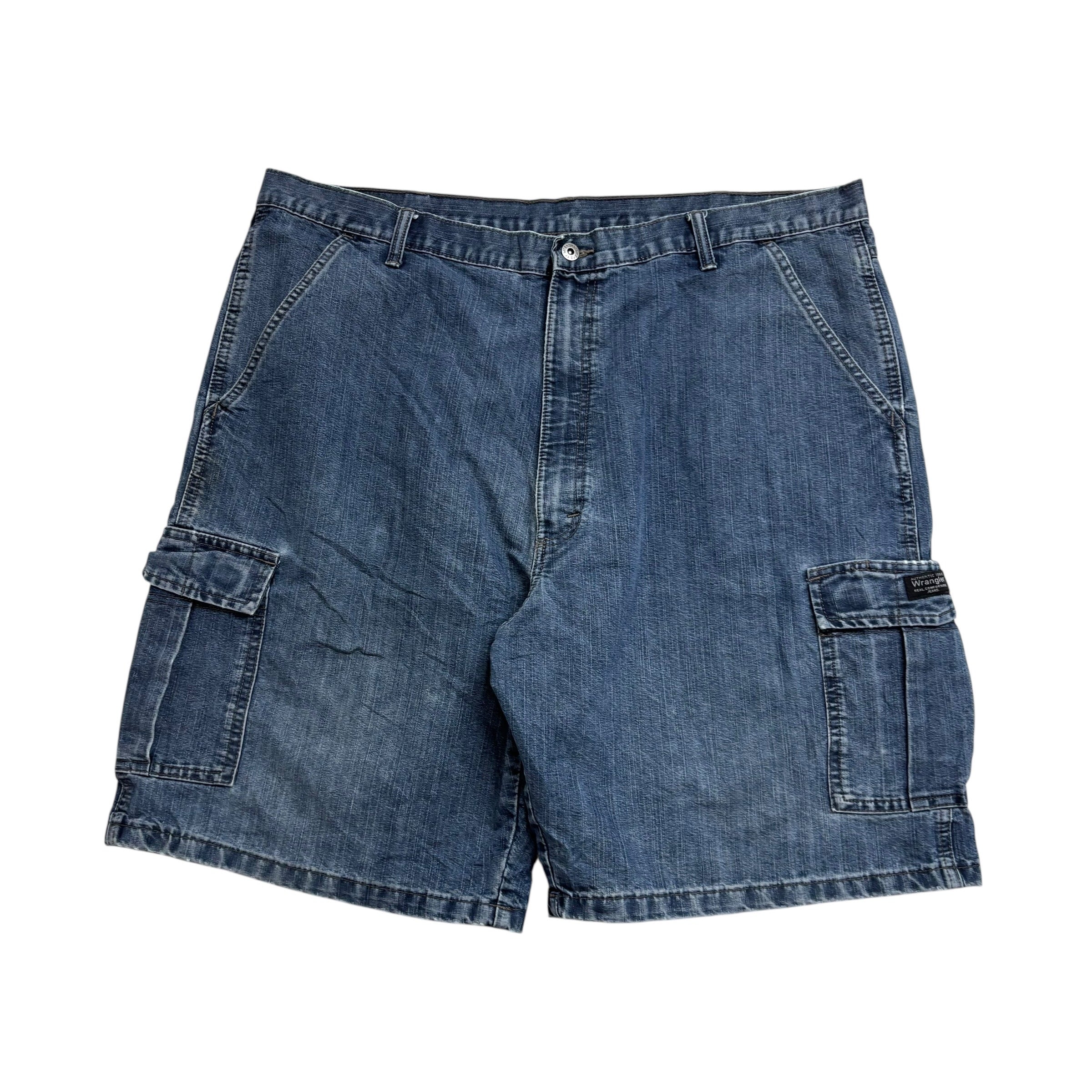 Wrangler Baggy Jorts W42 Mens Mid Blue Denim Shorts Cargo Relaxed Fit
