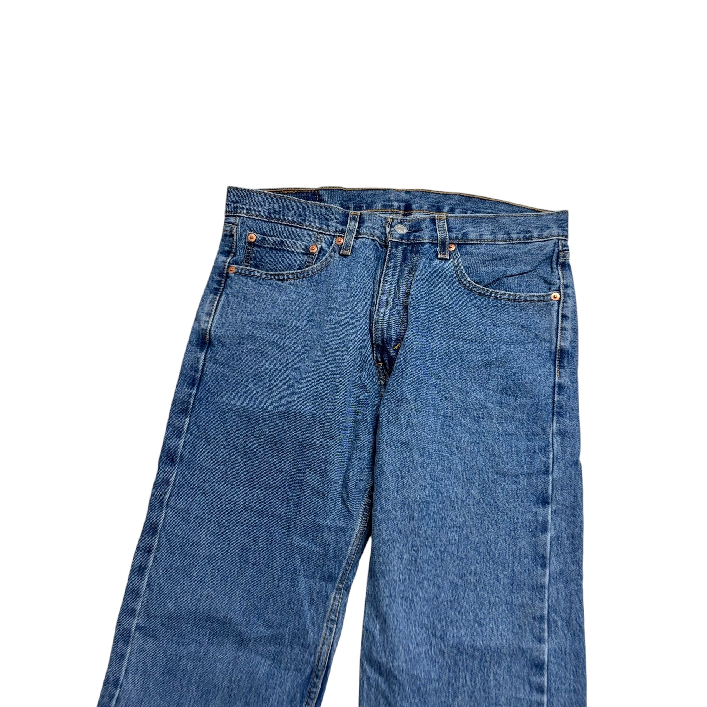 Levis 505 Jeans W33 L30 Mens Mid Blue Regular Straight Fit Denim (E)