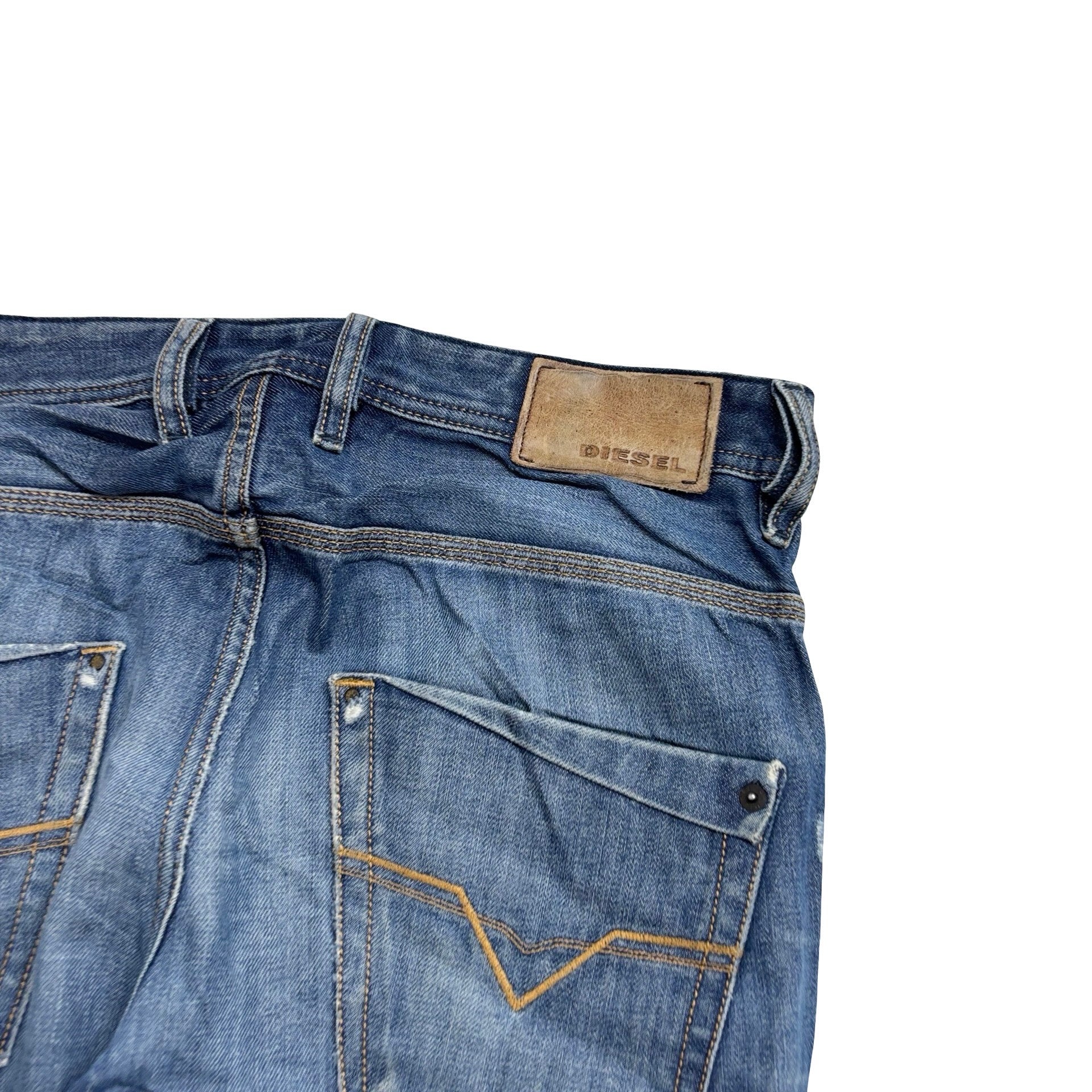 Diesel Krooley Jeans W30 L33 Mens Mid Blue Slim Carrot Fit Distressed (E)